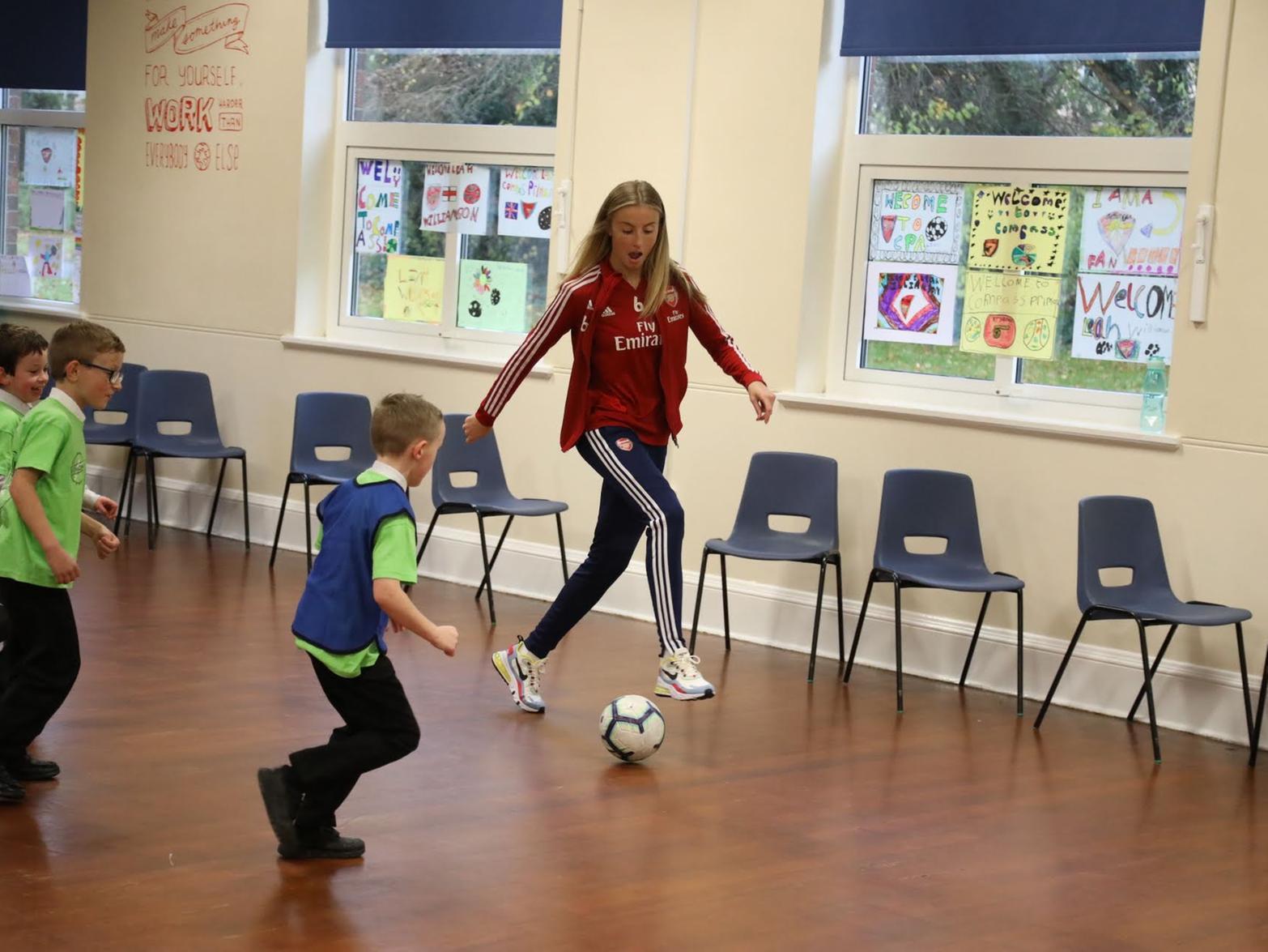 Leah really encouraged the children and joined in the kickabout in the hall while it rained