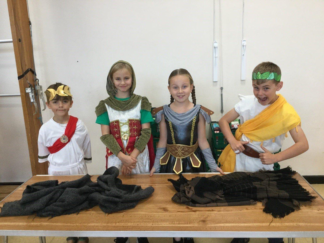 Children in years three and four at Upper Beeding Primary School dressed as Romans for the day and watched a performance by Rainbow Theatre