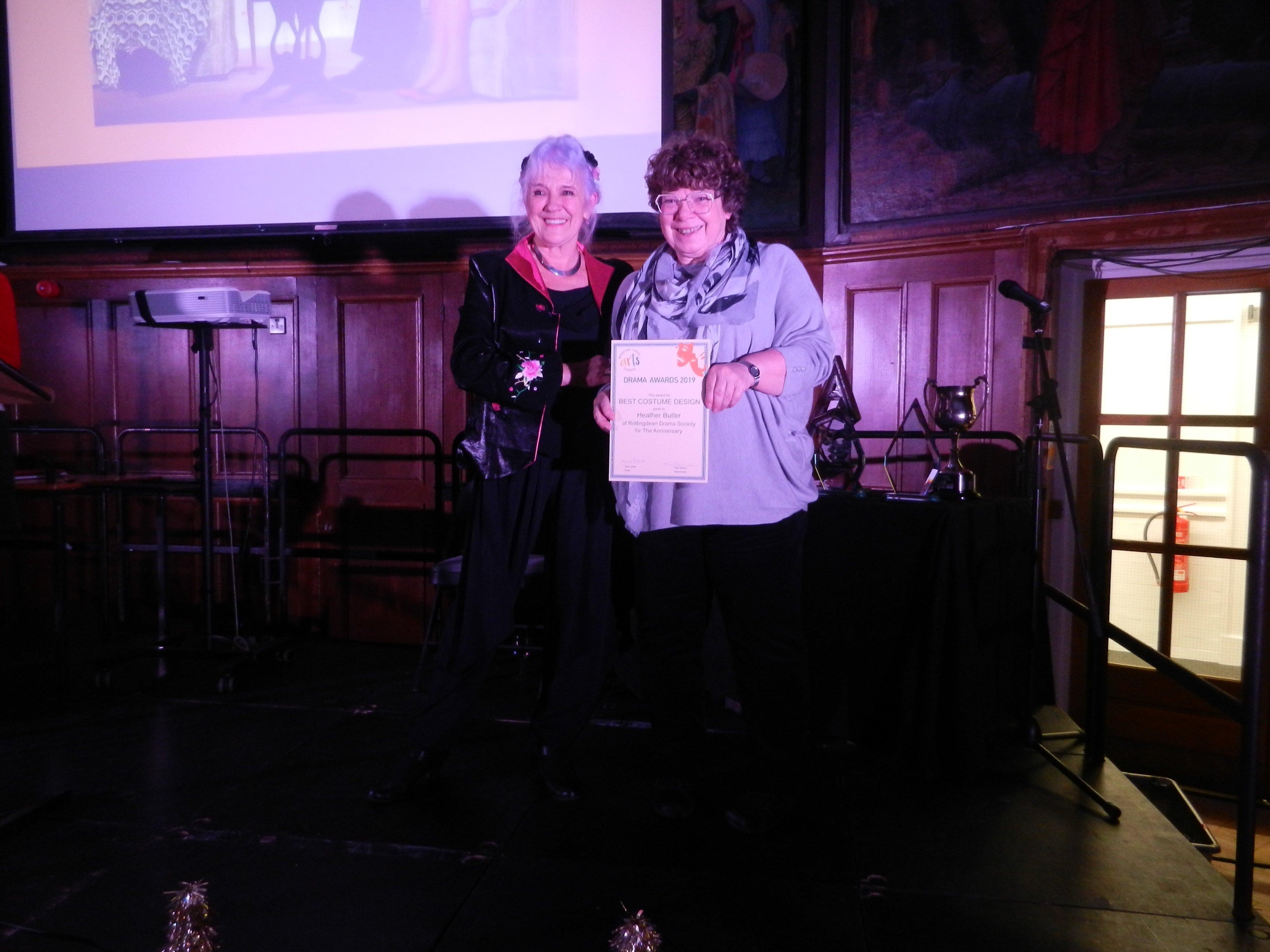 Heather Butler won best costume design for Rottingdean Drama Society's play The Anniversary