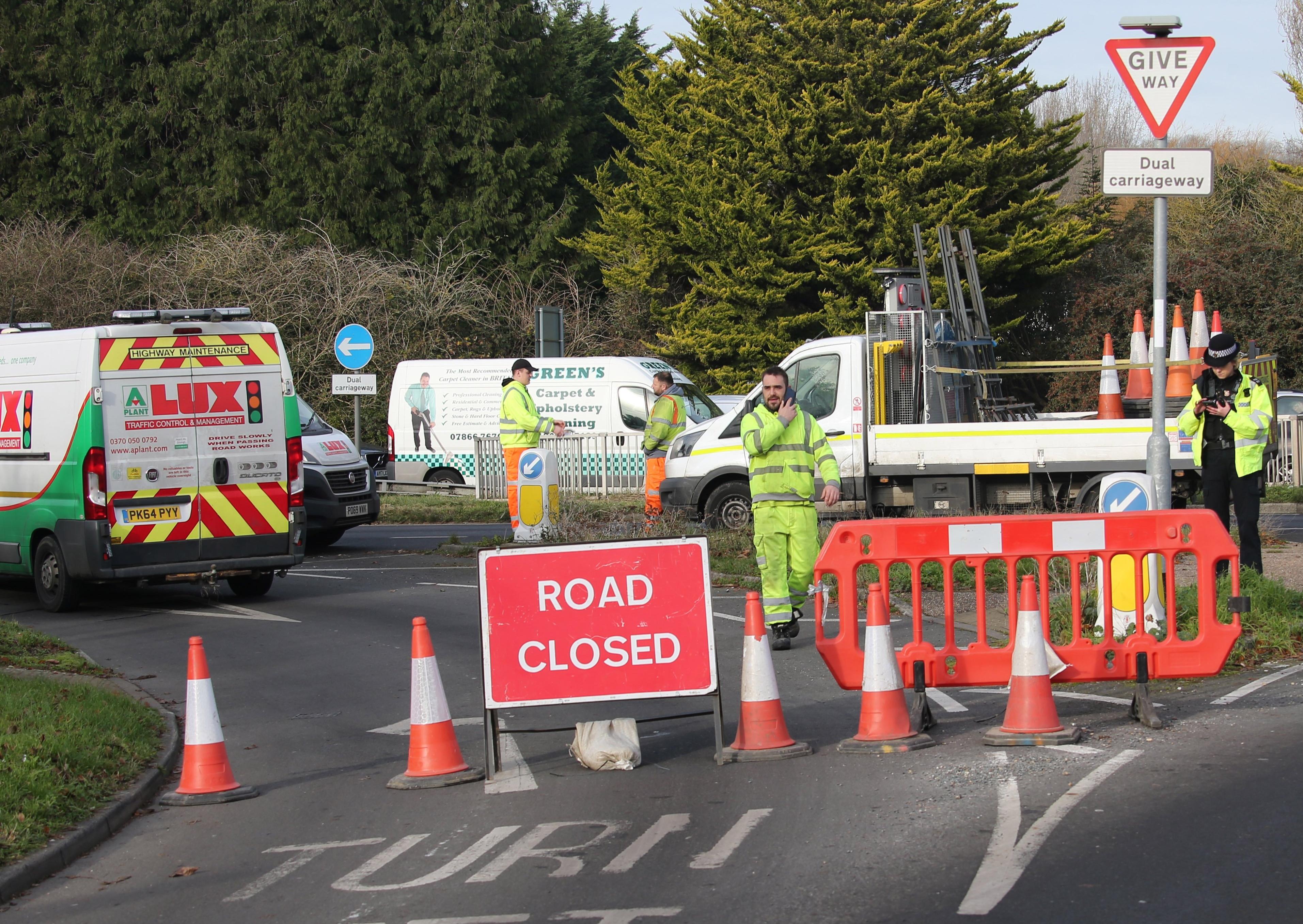 The road has been closed due to a gas leak