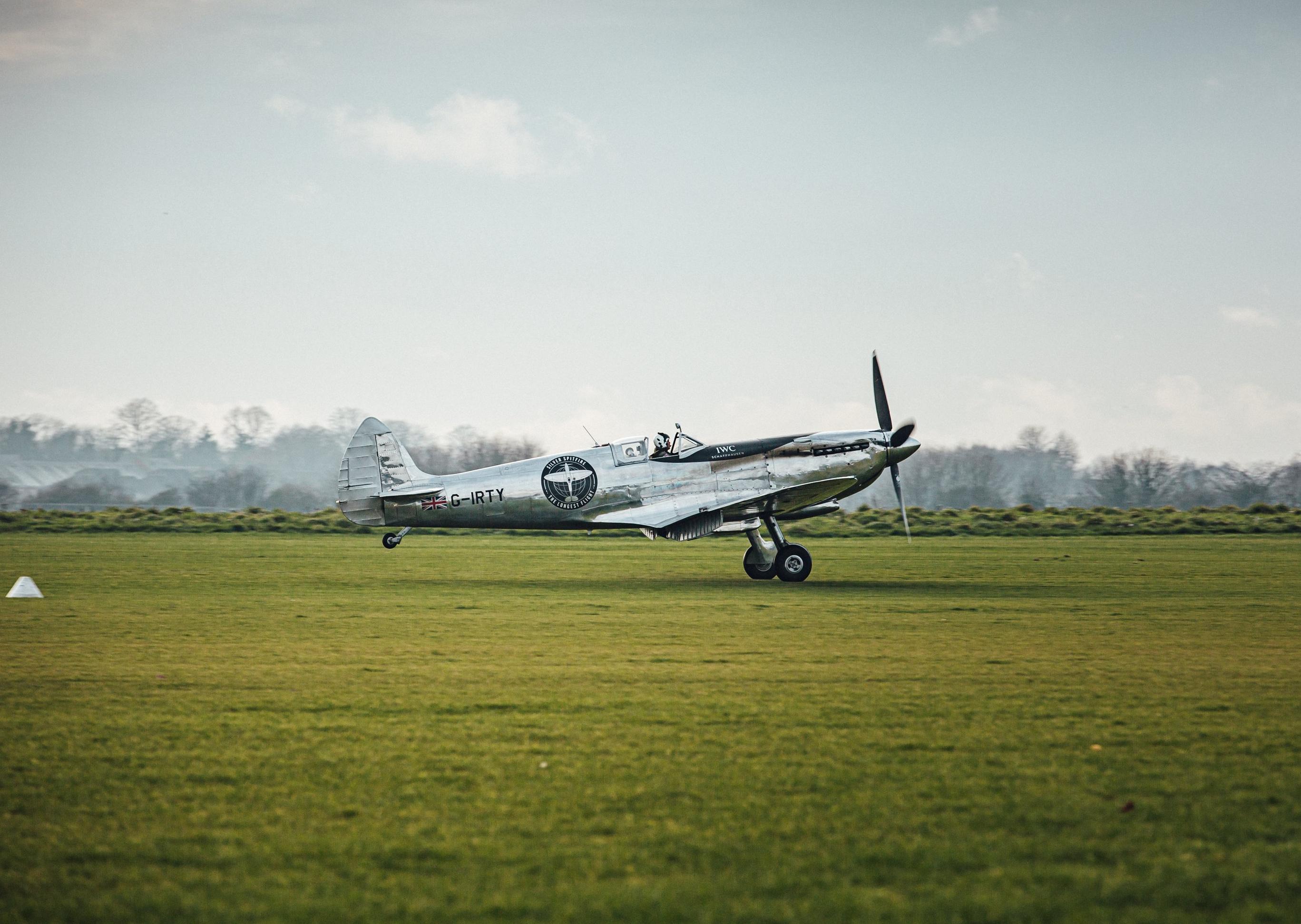 Two Goodwood pilots have landed back home after flying a Silver Spitfire around the world in four months. Photo by Christopher Busch for IWC Schaffhausen SUS-190512-175414001