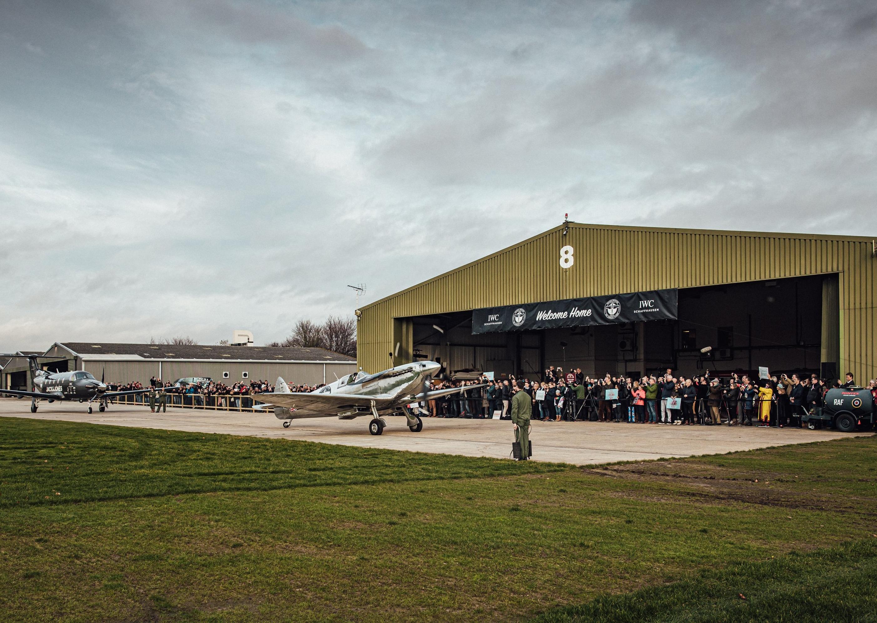 Two Goodwood pilots have landed back home after flying a Silver Spitfire around the world in four months. Photo by Christopher Busch for IWC Schaffhausen SUS-190512-175550001