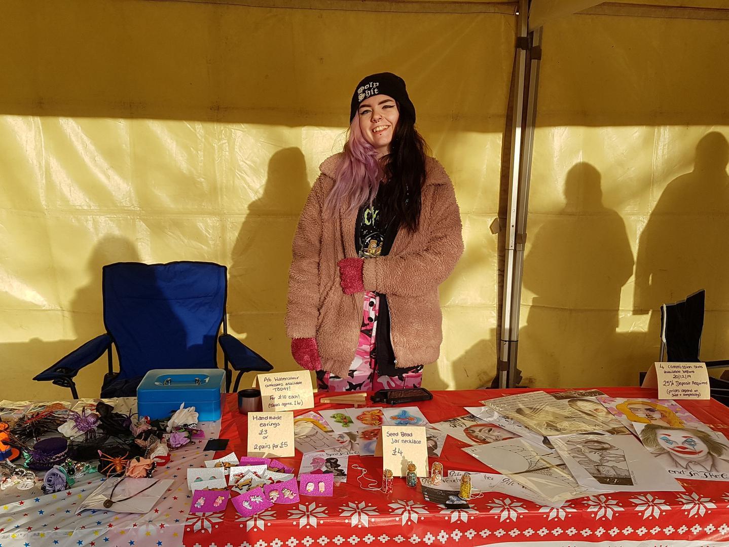 Bronte Ford, 19, was selling art and crafts. She is studying illustration at Northampton College and has taken part in the last two Teenage Markets in Kettering.