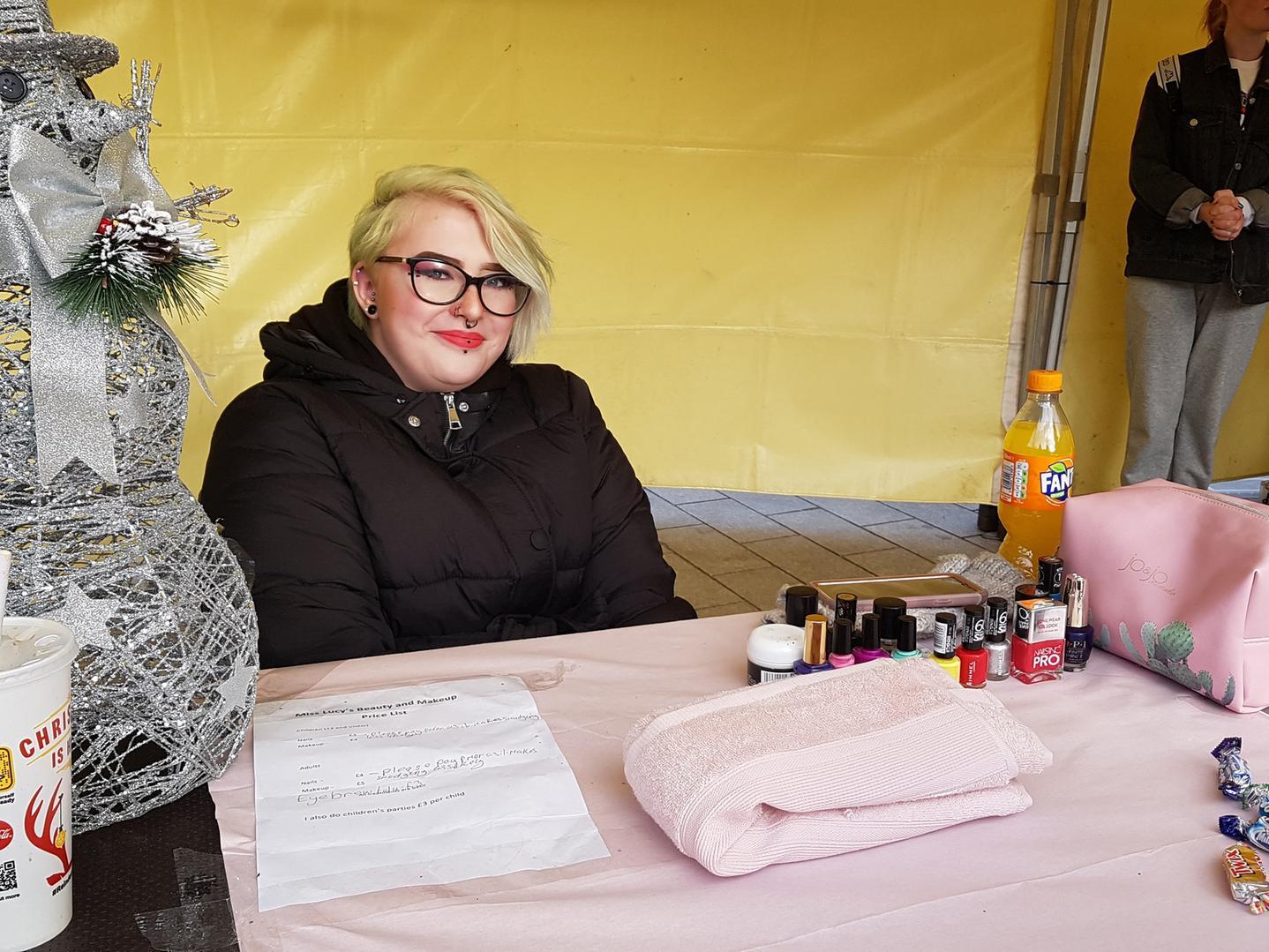 Lucy McElhinney, 17, runs a make-up artist business and was at the market with a make-over stall. She is studying production arts at Kettering Tresham College and started her make-up business as a way to get more practise.