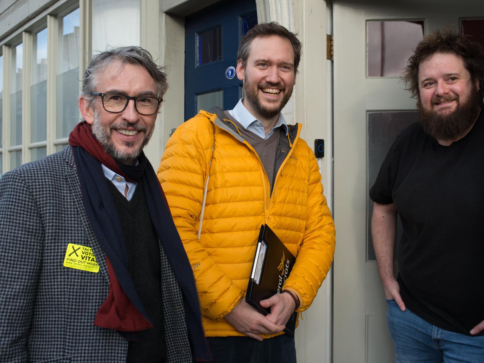 Steve Coogan with Lib Dems candidate Oli Henman in Lewes
