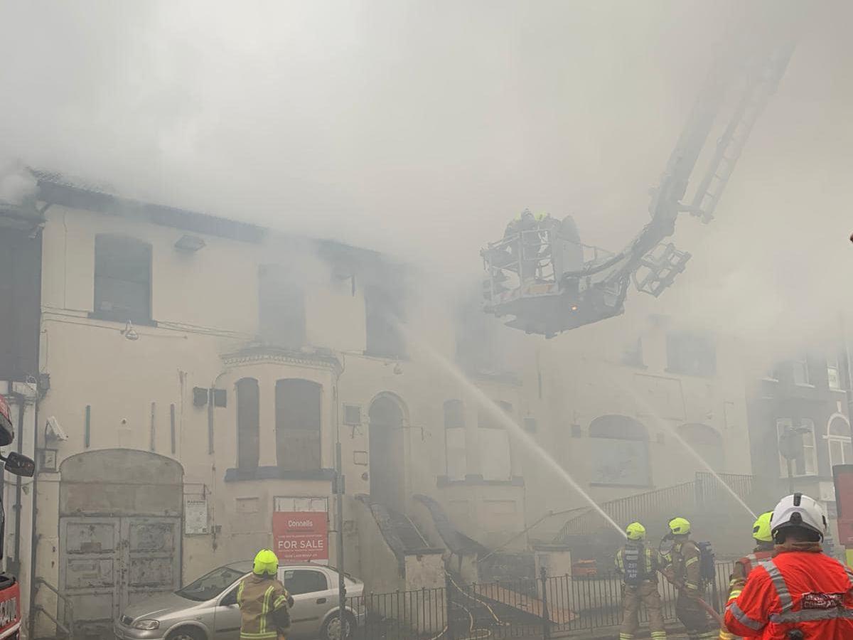 Around 40 firefighters prevented the blaze spreading to adjacent buildings.