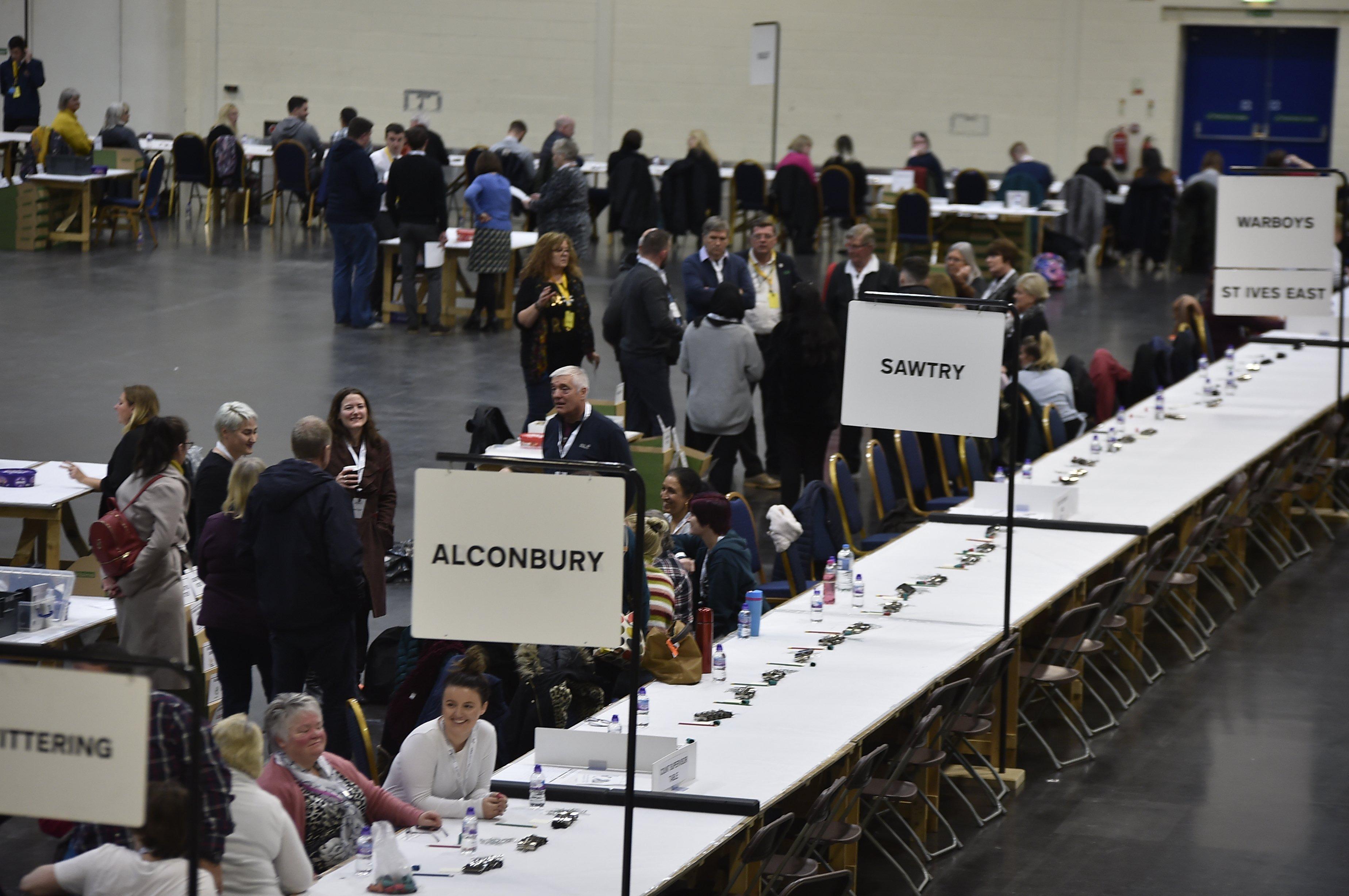 General Election count 2019 at the East of England Arena for Paul Bristow and Shailesh Vara EMN-191213-095346009