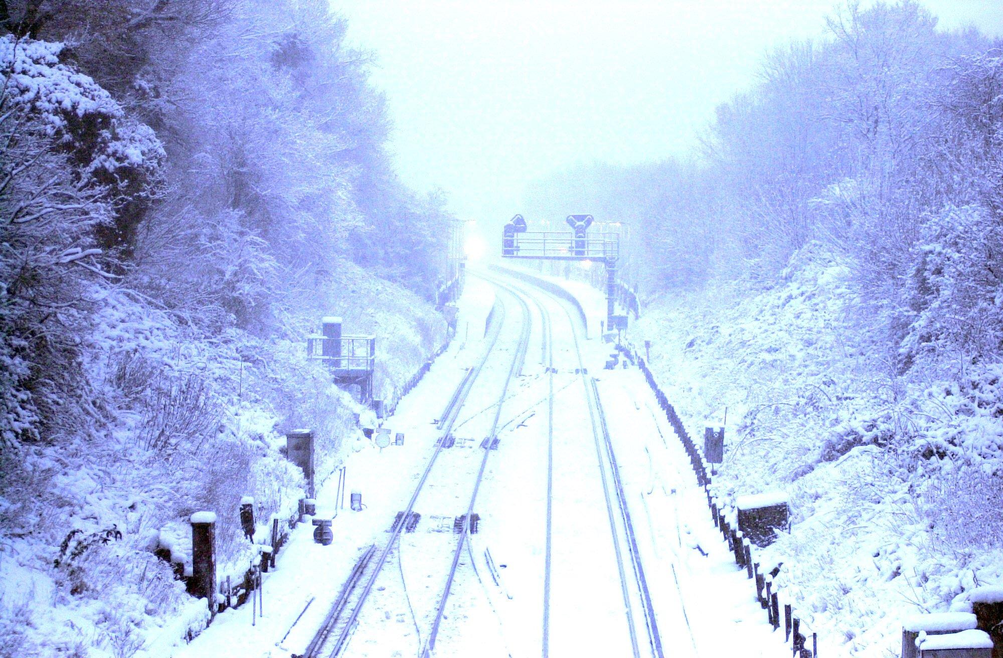 Snow on the railway line in Burgess Hill in December 2009