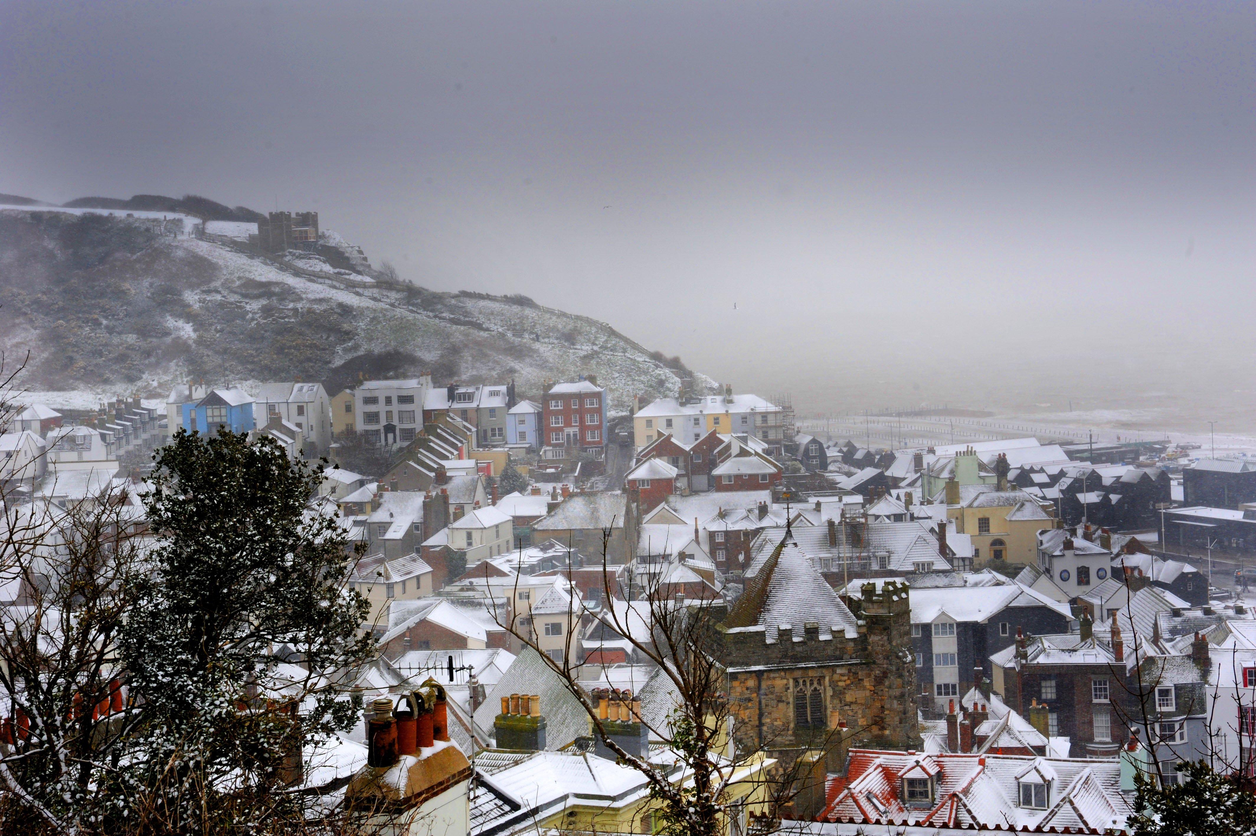 A snow covered Hastings in March 2013
