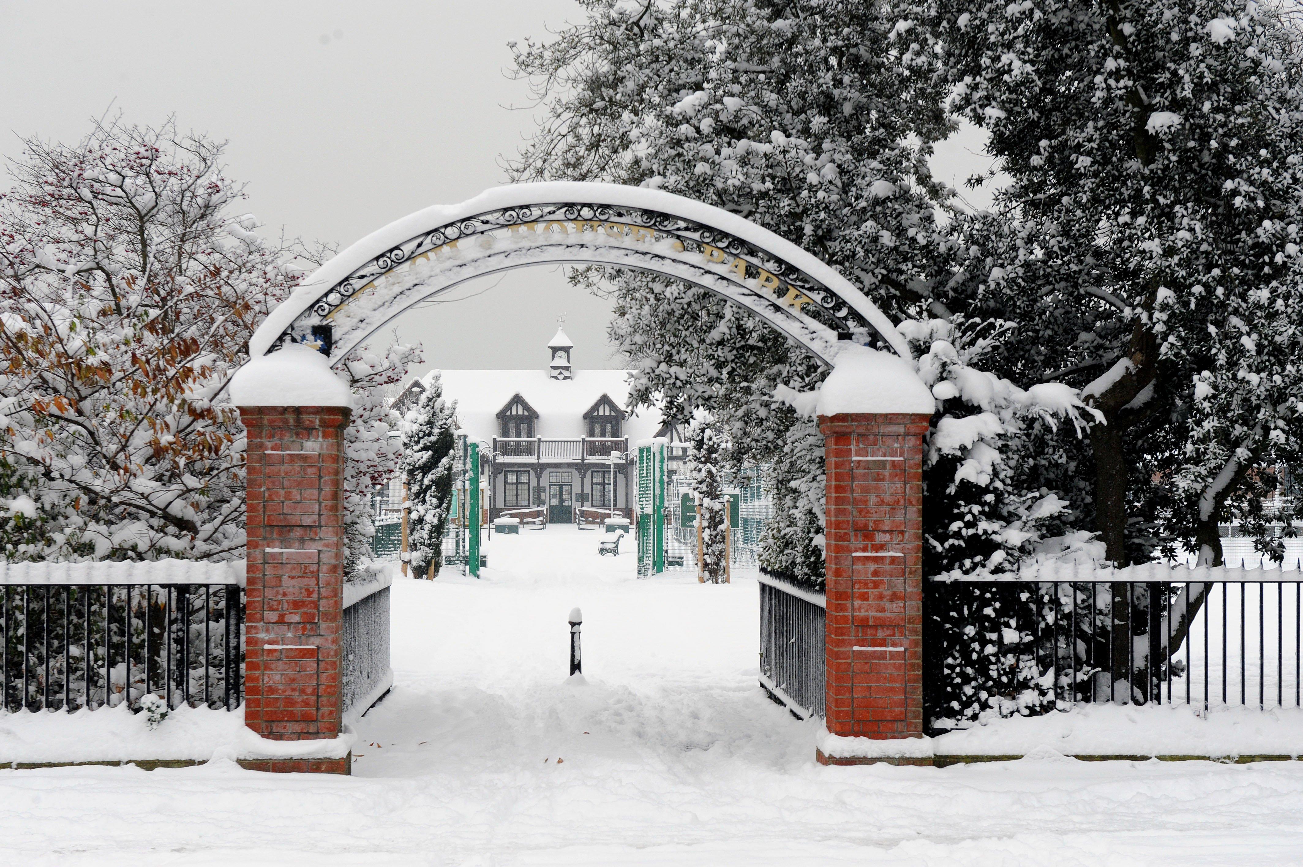 Beach House Park in Worthing blanketed in snow in December 2010