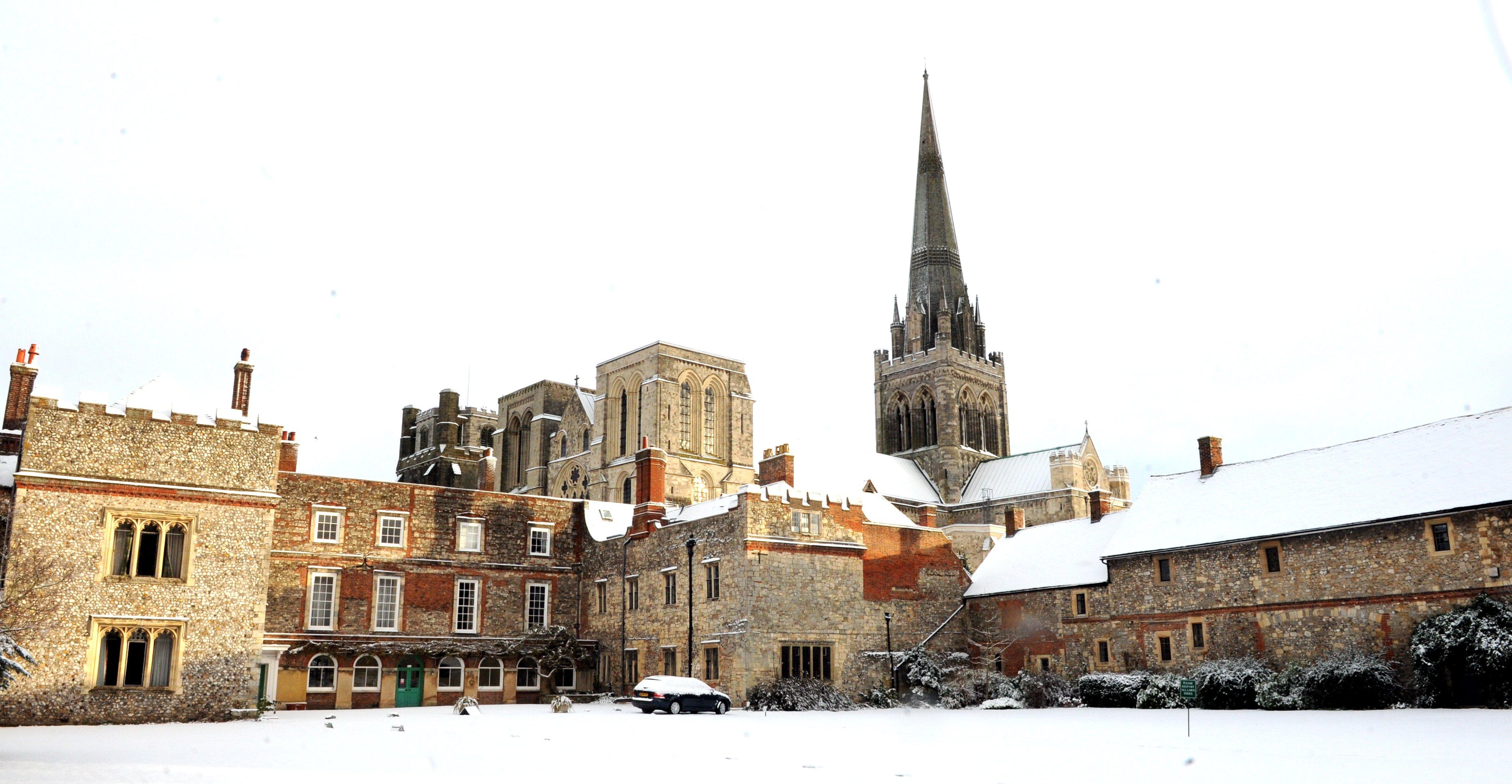 A snowy Bishop's Palace in Chichester in December 2010
