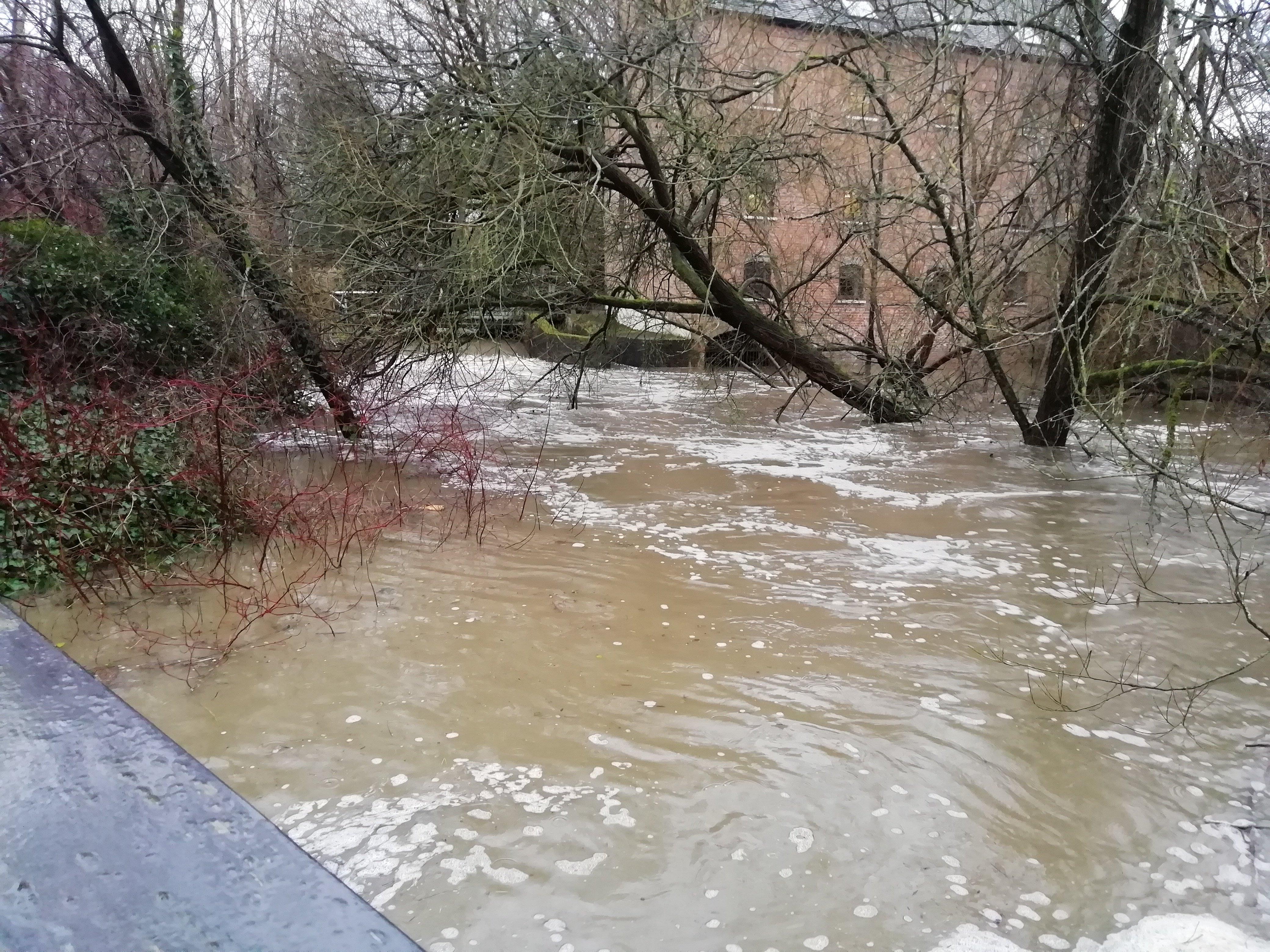The River Arun has burst its banks in Horsham