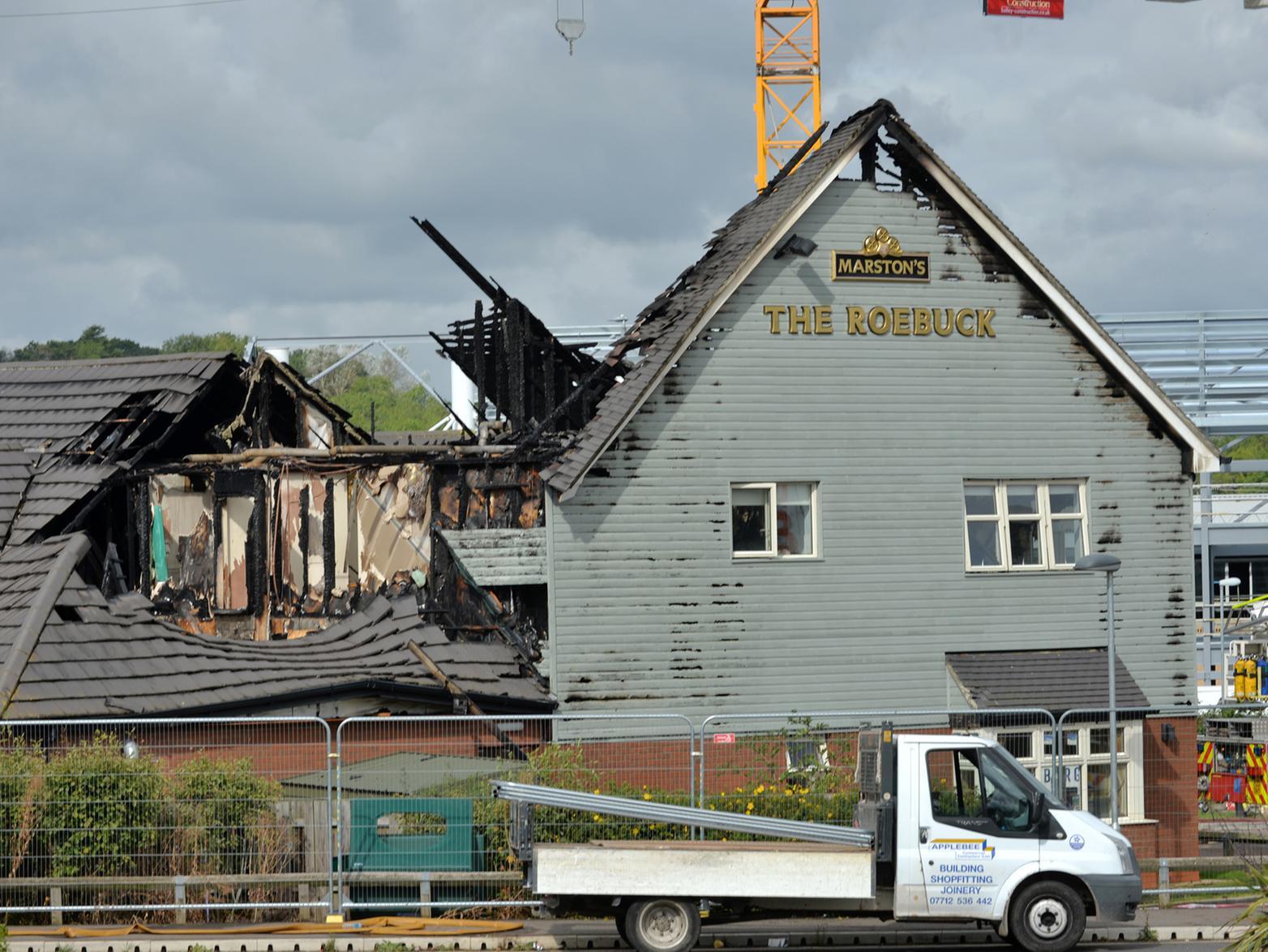 These were the charred remains of the Roebuck in Rockingham Road, Market Harborough, which were knocked down by bulldozers on Saturday (Oct 19).
The new bigger and better version is set to be reopened in September 2020  a year after it was destroyed by a ferocious late-night fire.