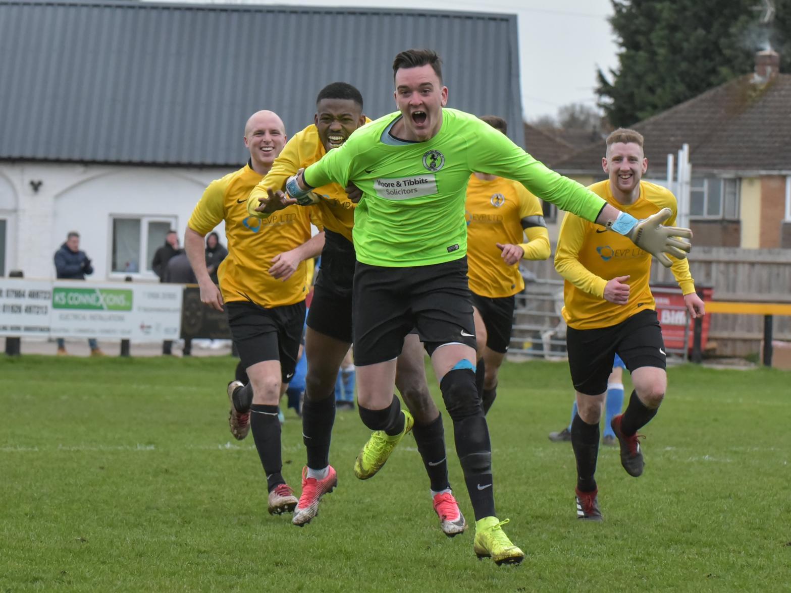 A dramatic injury-time equaliser from goalkeeper Charlie Bannister capped a rousing fightback from 3-0 down for Racing Club Warwick against their fellow promotion hopefuls, Lichfield, in March. Photo by Louise Smith.