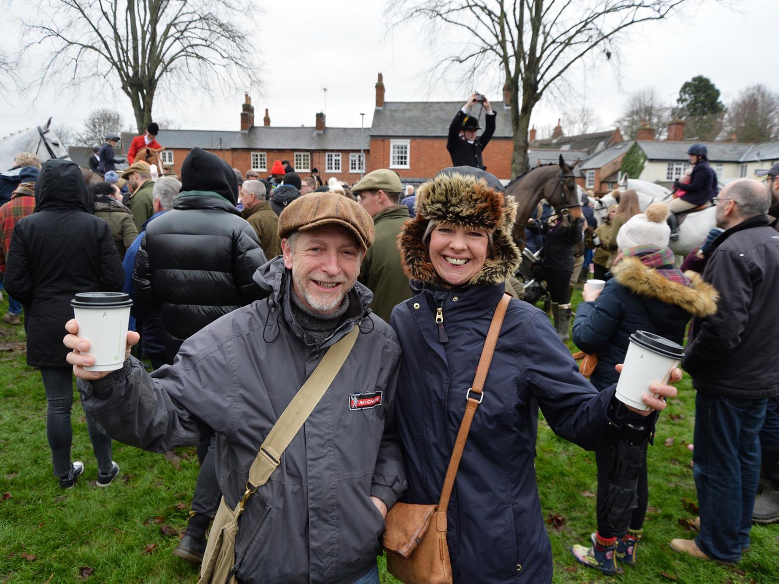 Dave and Helen Allen enjoy the Boxing Day meet in Great Bowden.