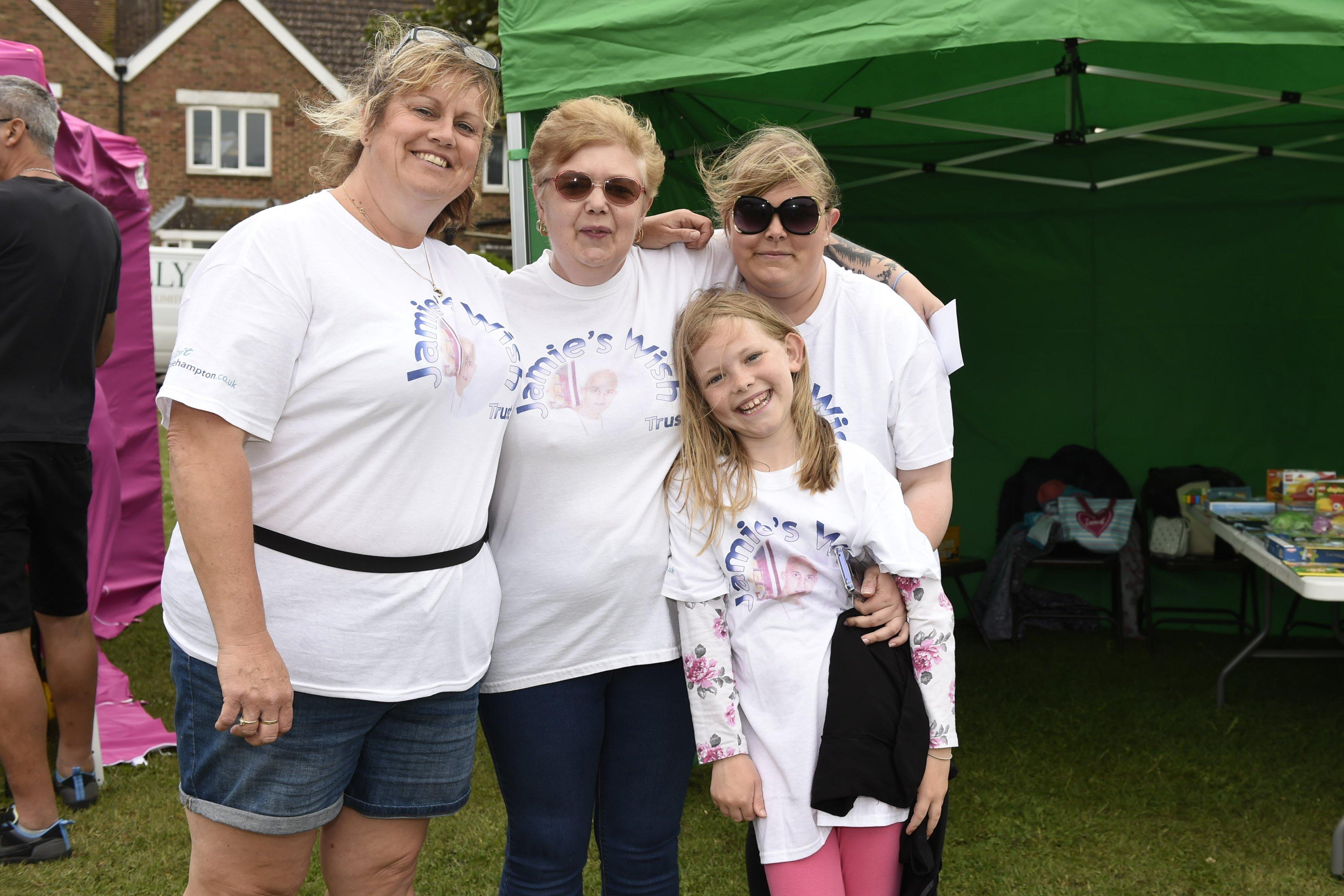 Jamie's Wish Trust supporters Debbie Knight, Sue Mitchell, Charlie Mitchell and Brook Mitchell, nine, at the 2019 family fun day. Picture: Liz Pearce LP190911