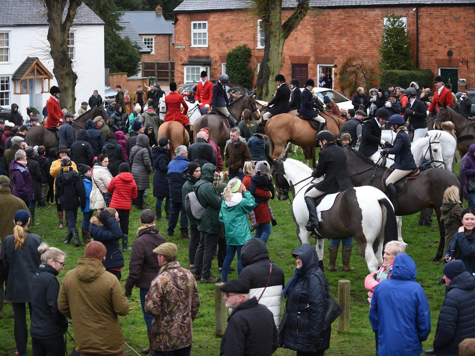 Busy scenes during the Fernie Hunt Boxing Day meet in Great Bowden.