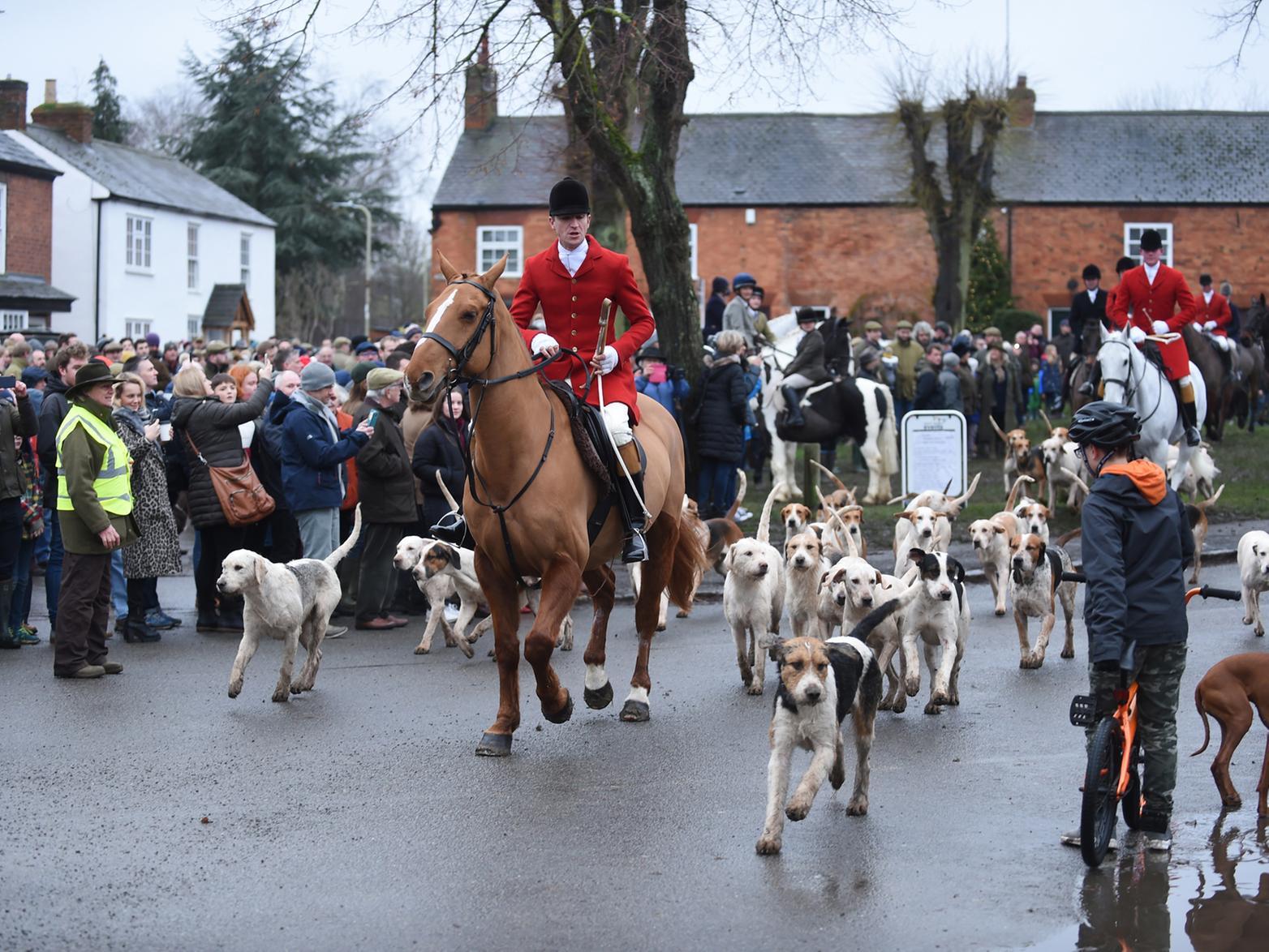 The Fernie Hunt sets off from the Green in Great Bowden on Boxing Day.