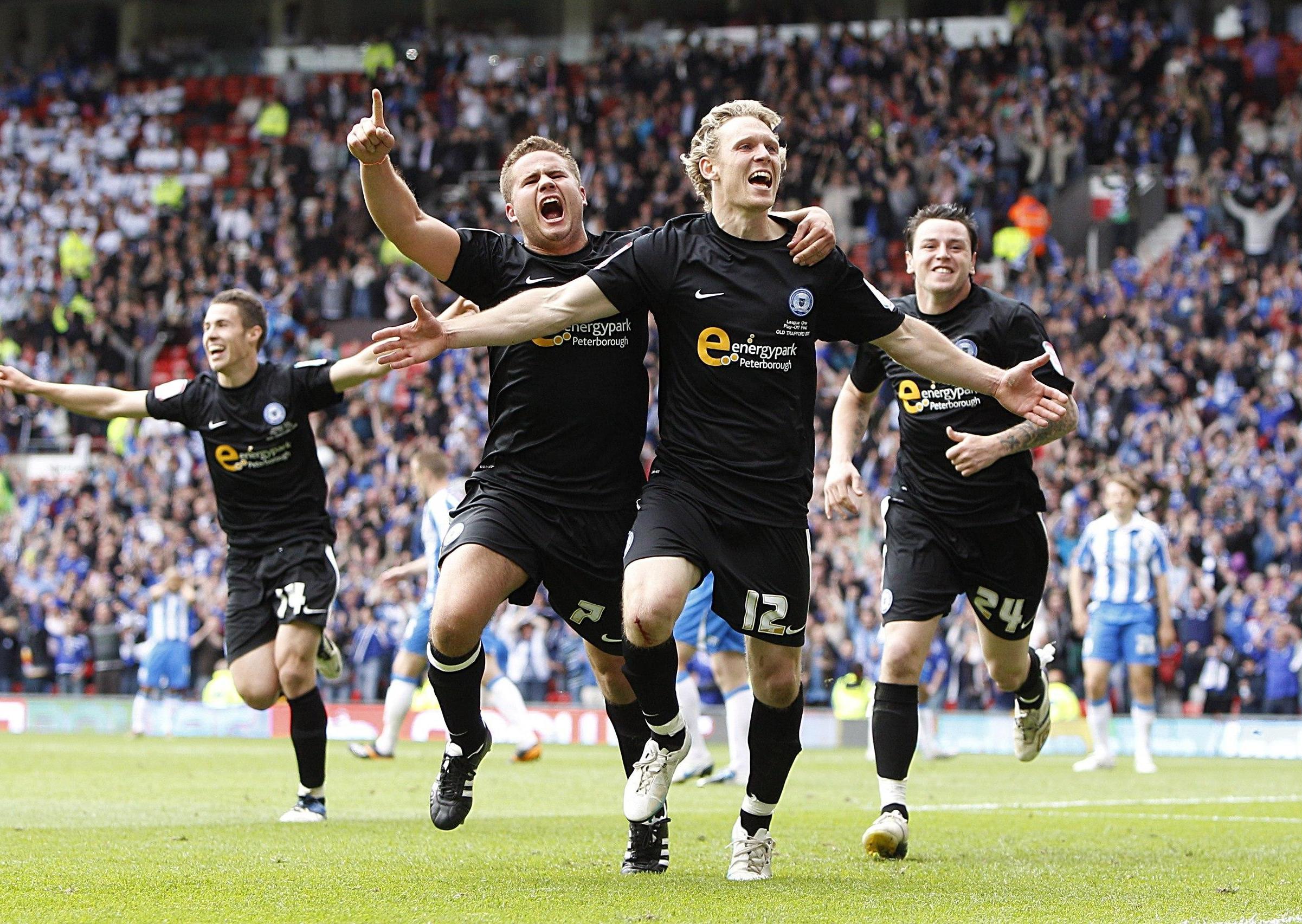 Posh played 542 matches in the decade winning 219, drawing 110 losing 113, scoring 863 goals and conceding 789. None were as memorable as the 2011 League One play-off final win over Huddersfield (pictured)