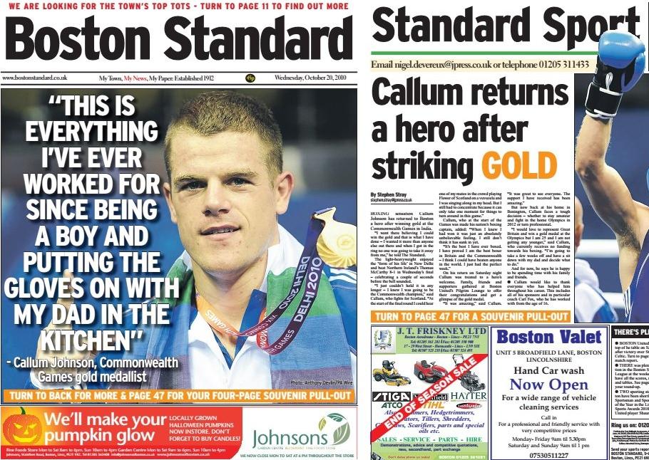 Boston boxer Callum Johnson returned to his home town a hero after winning gold at the Commonwealth Games in India in 2010. Further sporting glory would follow as a professional.