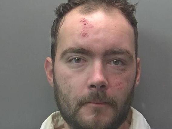 John Hunt, 28, broke into the garage of a home in Star Mews, Eastgate, before ransacking the shed.