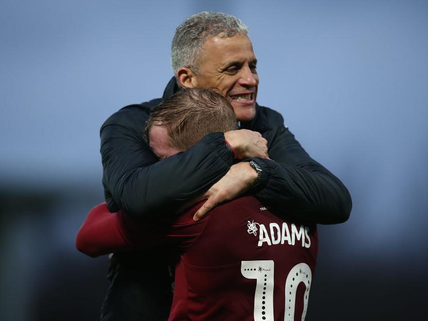 Keith Curle embraces Nicky Adams