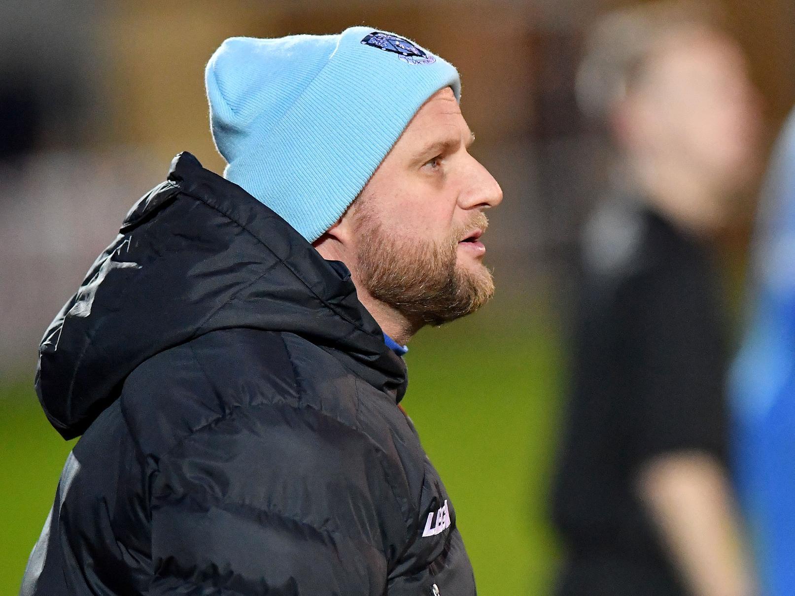 Manager Carl Adams had a more comfortable afternoon as Rugby Town eased to a 4-0 victory