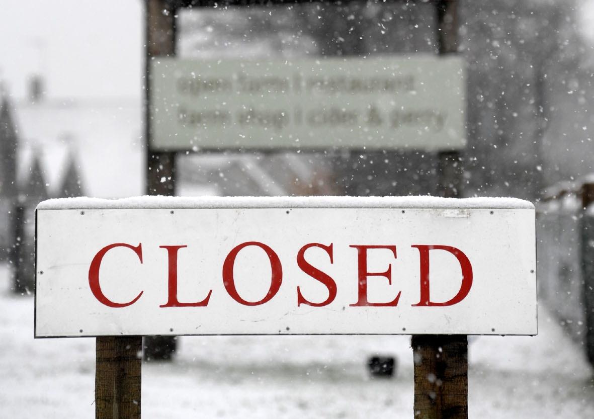 Some businesses and schools were closed