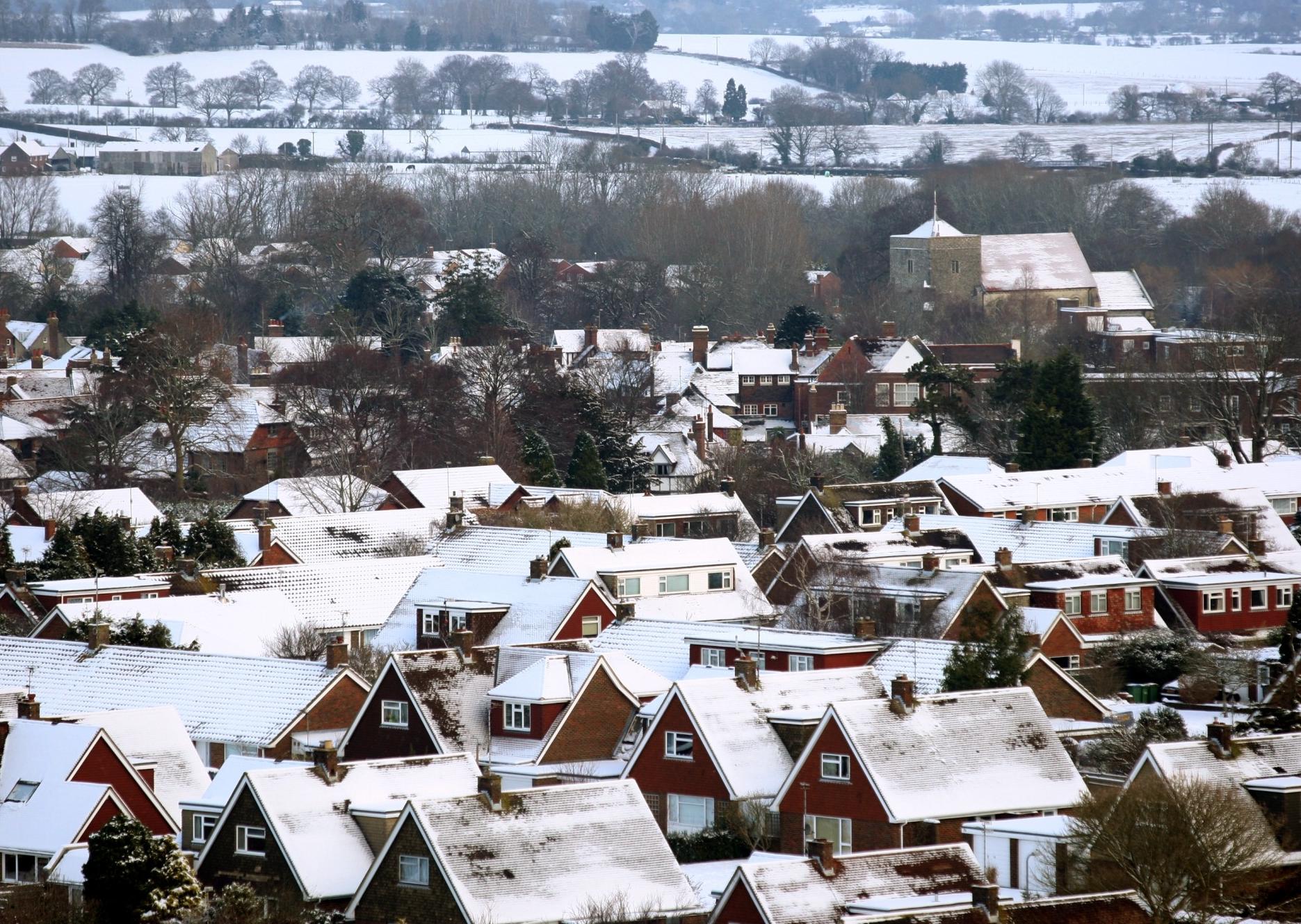 View from The Bostal, looking over snow covered Steyning. Photo by Steve Cobb