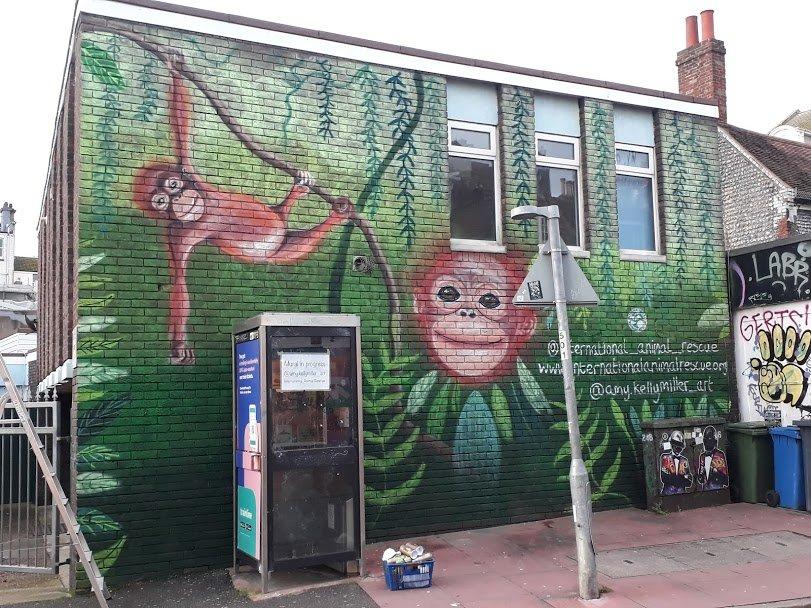 A nearly completed mural at Middle Street Primary School