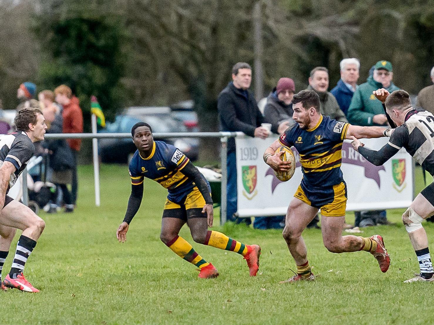 James Orbinson, with Michael Salu in support against league leaders Stratford on Saturday