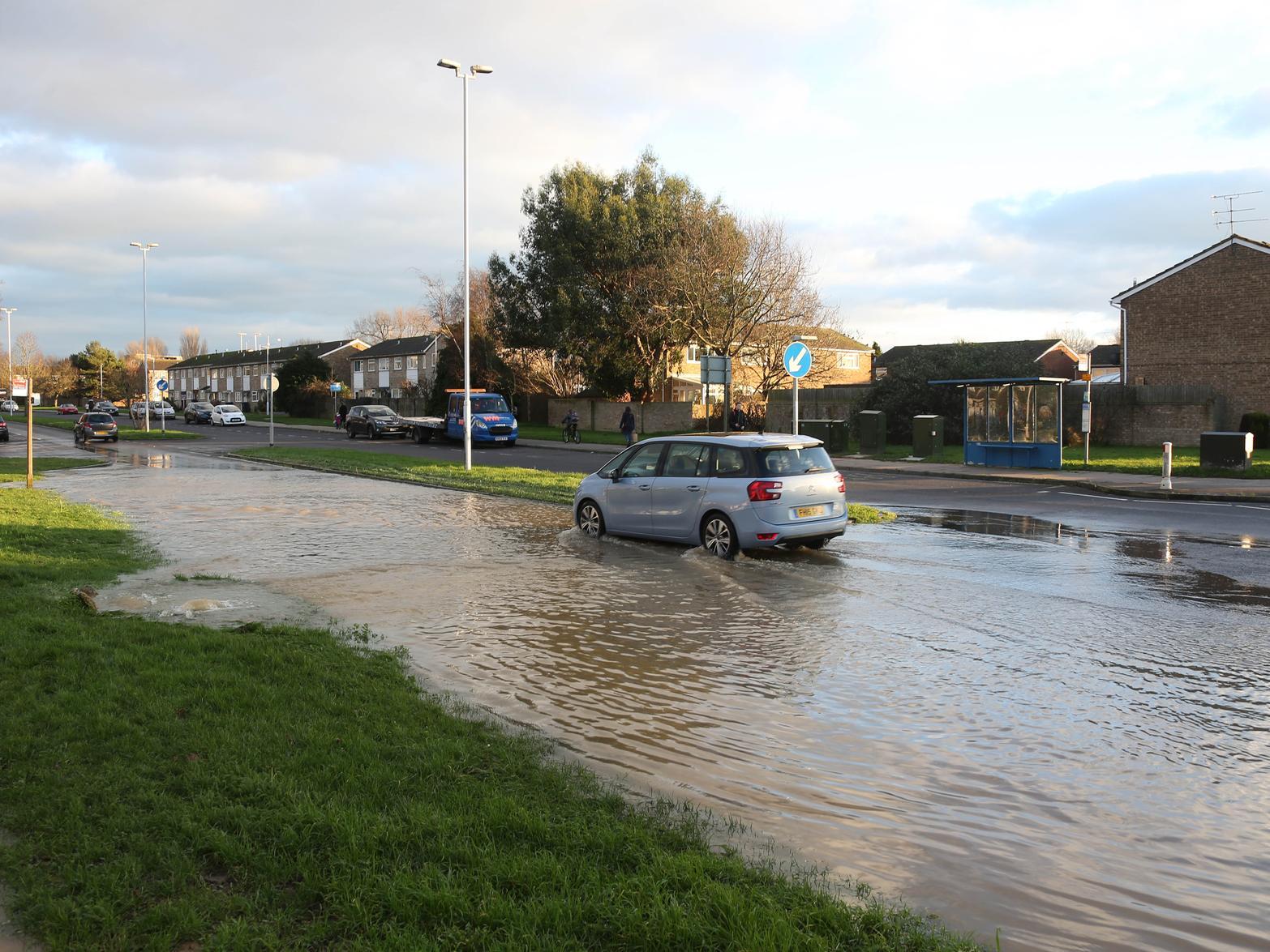 The scene of the flooding in Columbia Drive, Worthing