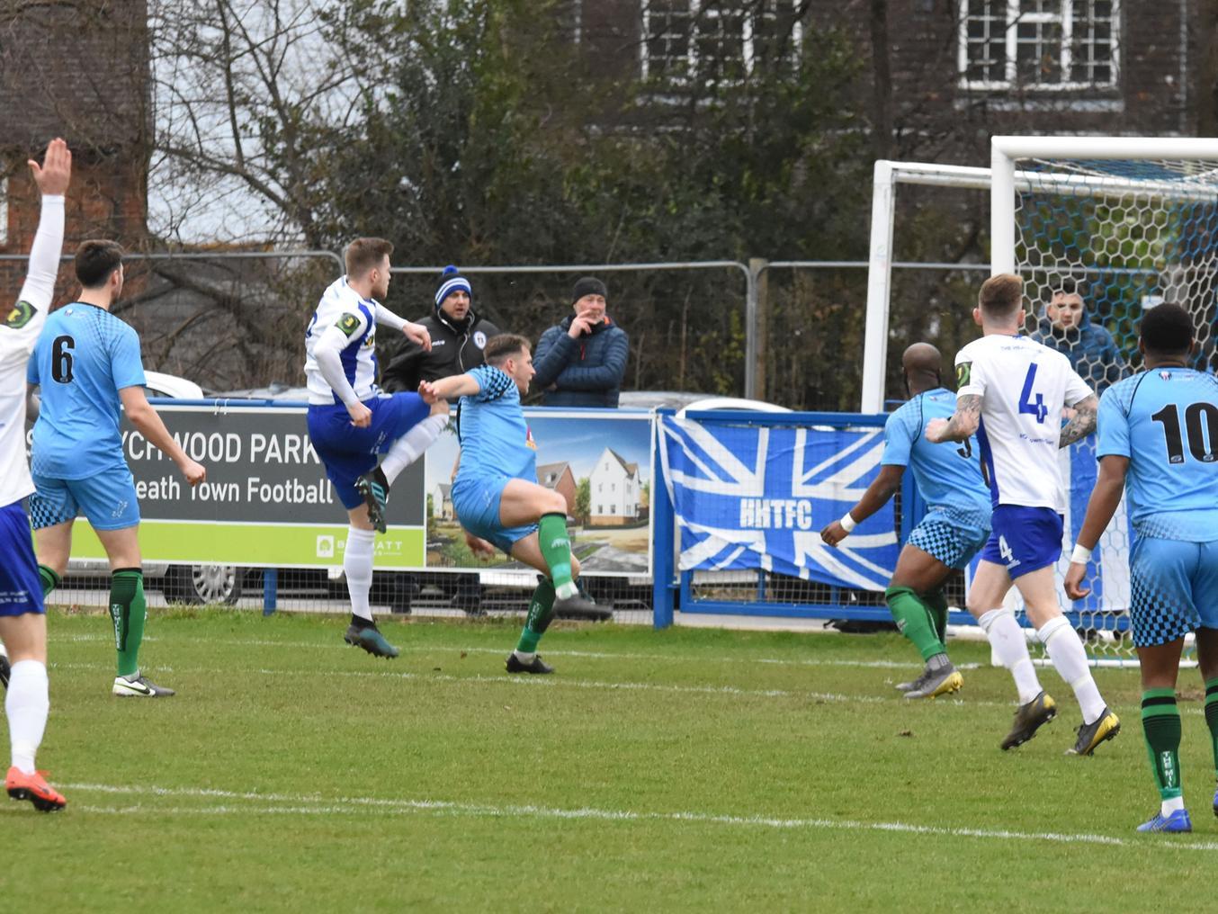 Josh Spinks scores the first goal.