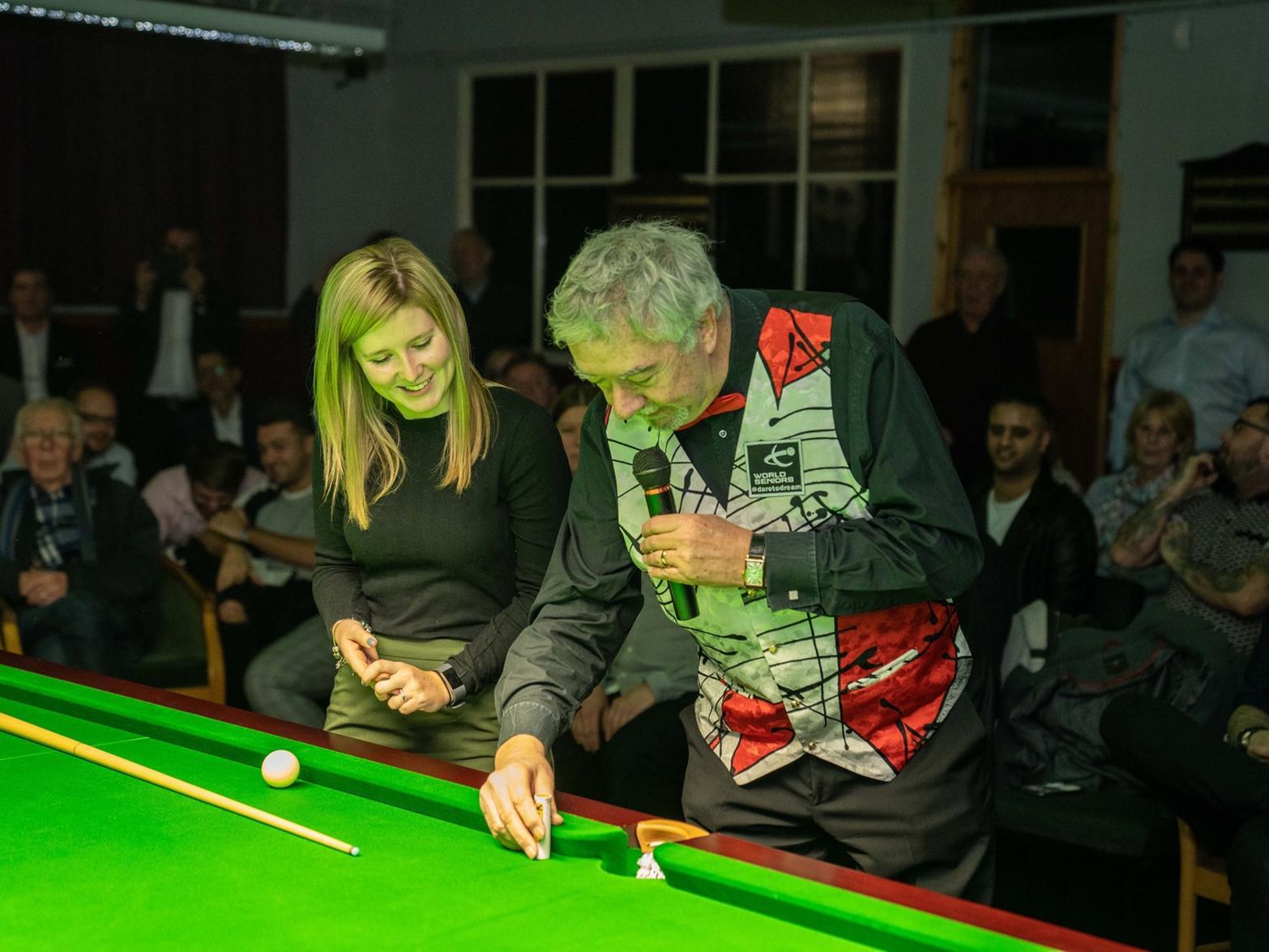 John Virgo called on the audience to help out with his trick shots