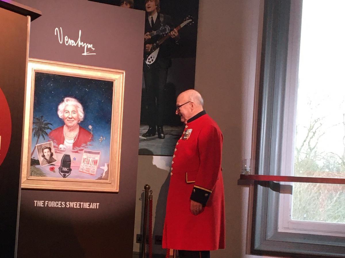 Britain's Got Talent winner Colin Thackery unveiling the portrait of Dame Vera Lynn