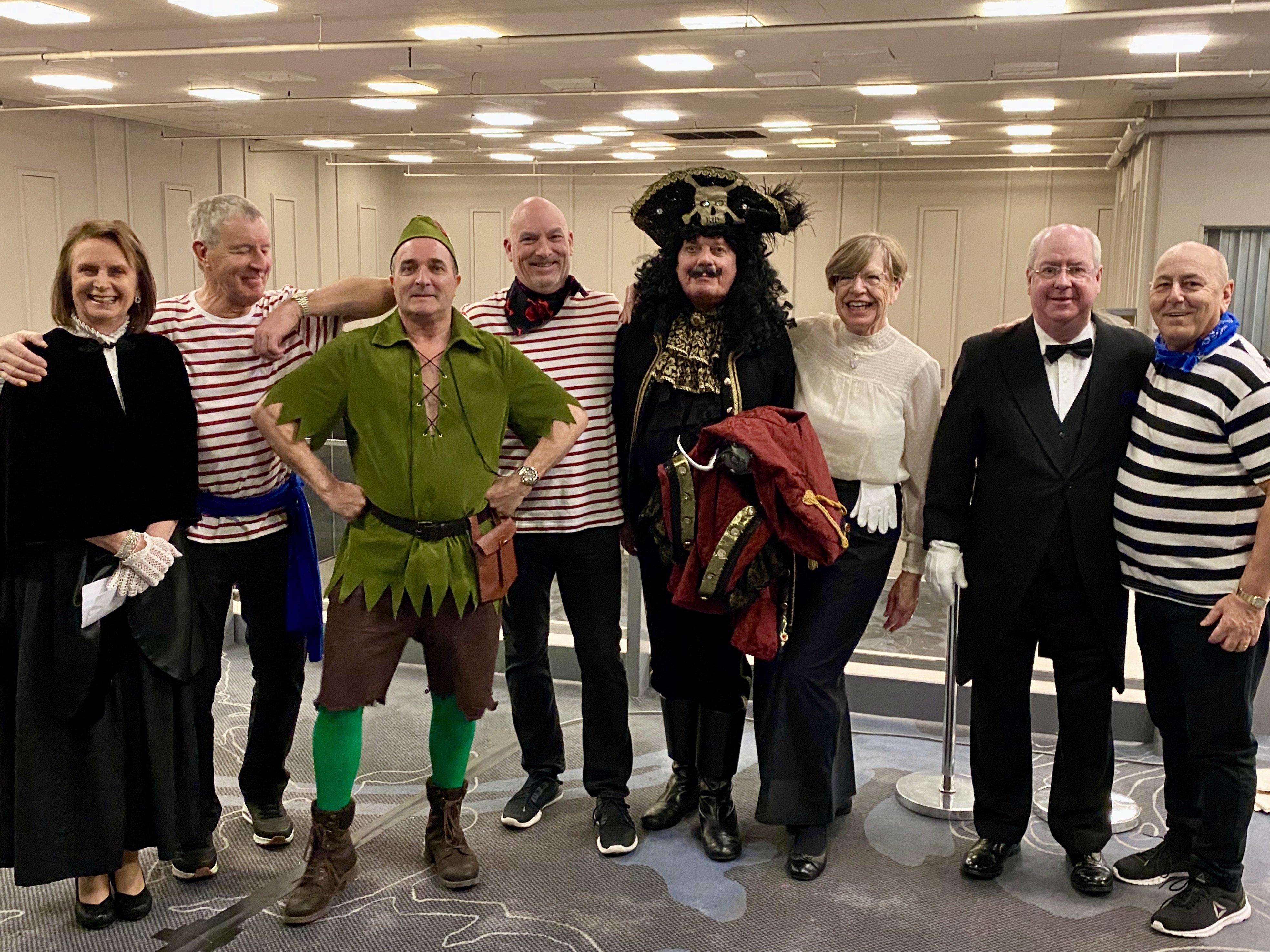 Peter Pan, hook and members of the crew