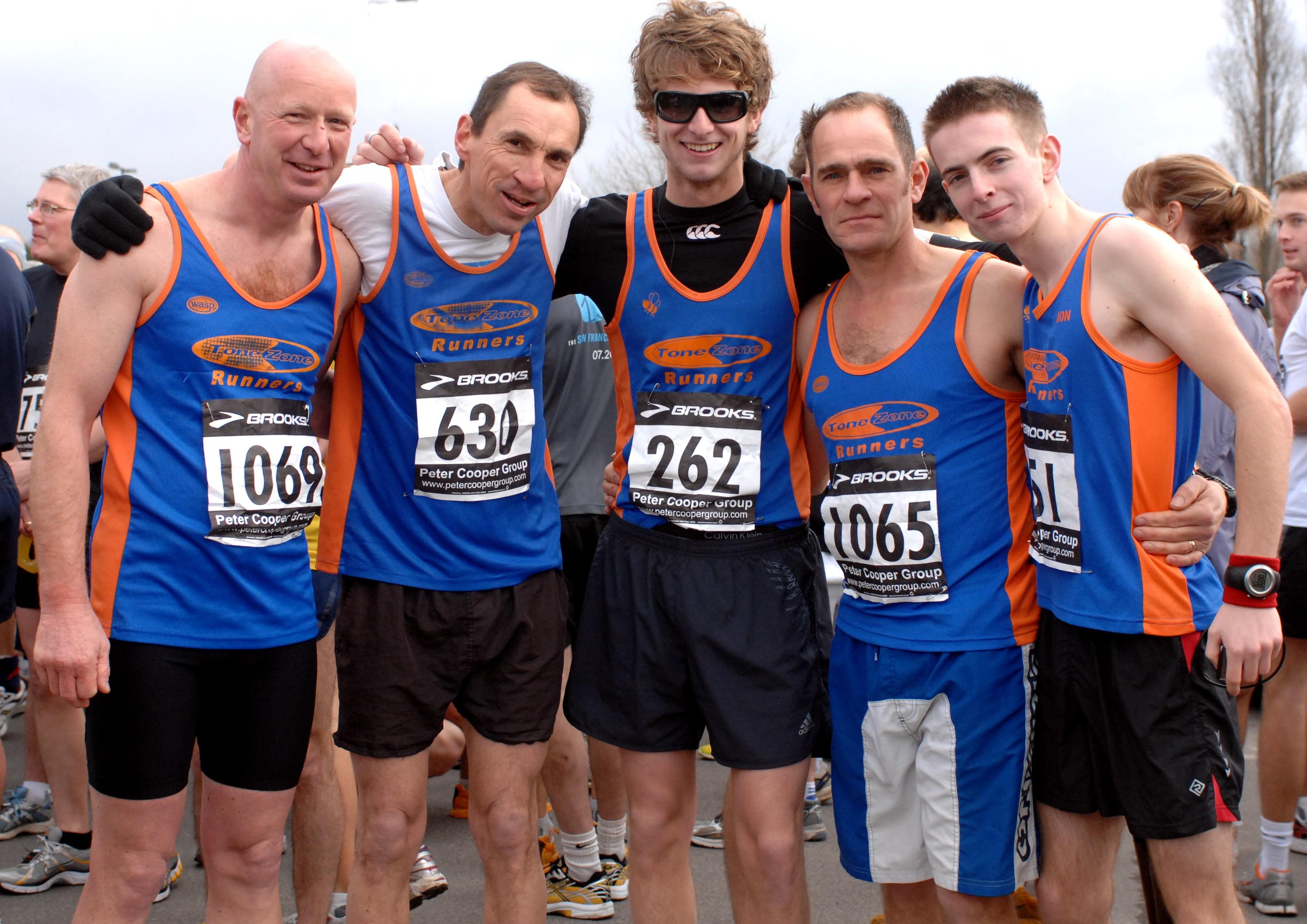 2010 Chichester Priory 10k - Members of Bognor's Tone Zone, from the left Smart, Jarvis, Jago, Hurren and Clayton