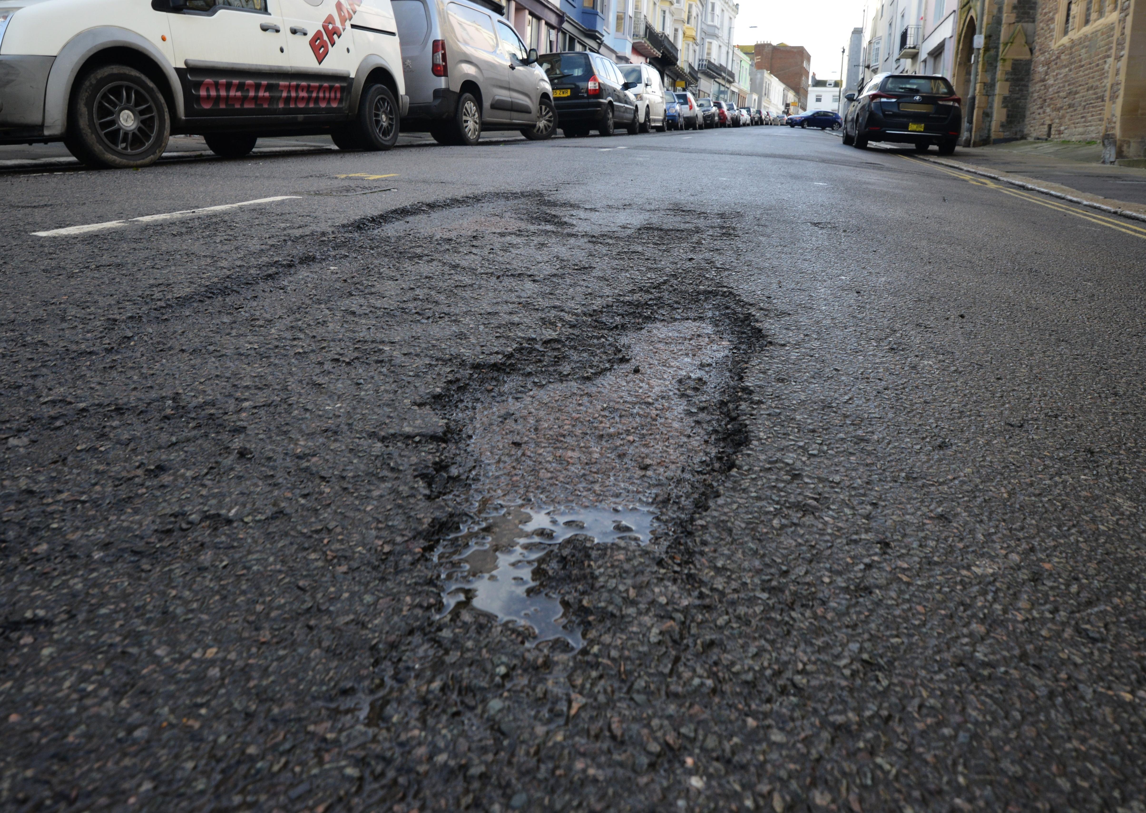 Potholes: Norman Road, St Leonards SUS-200127-135658001