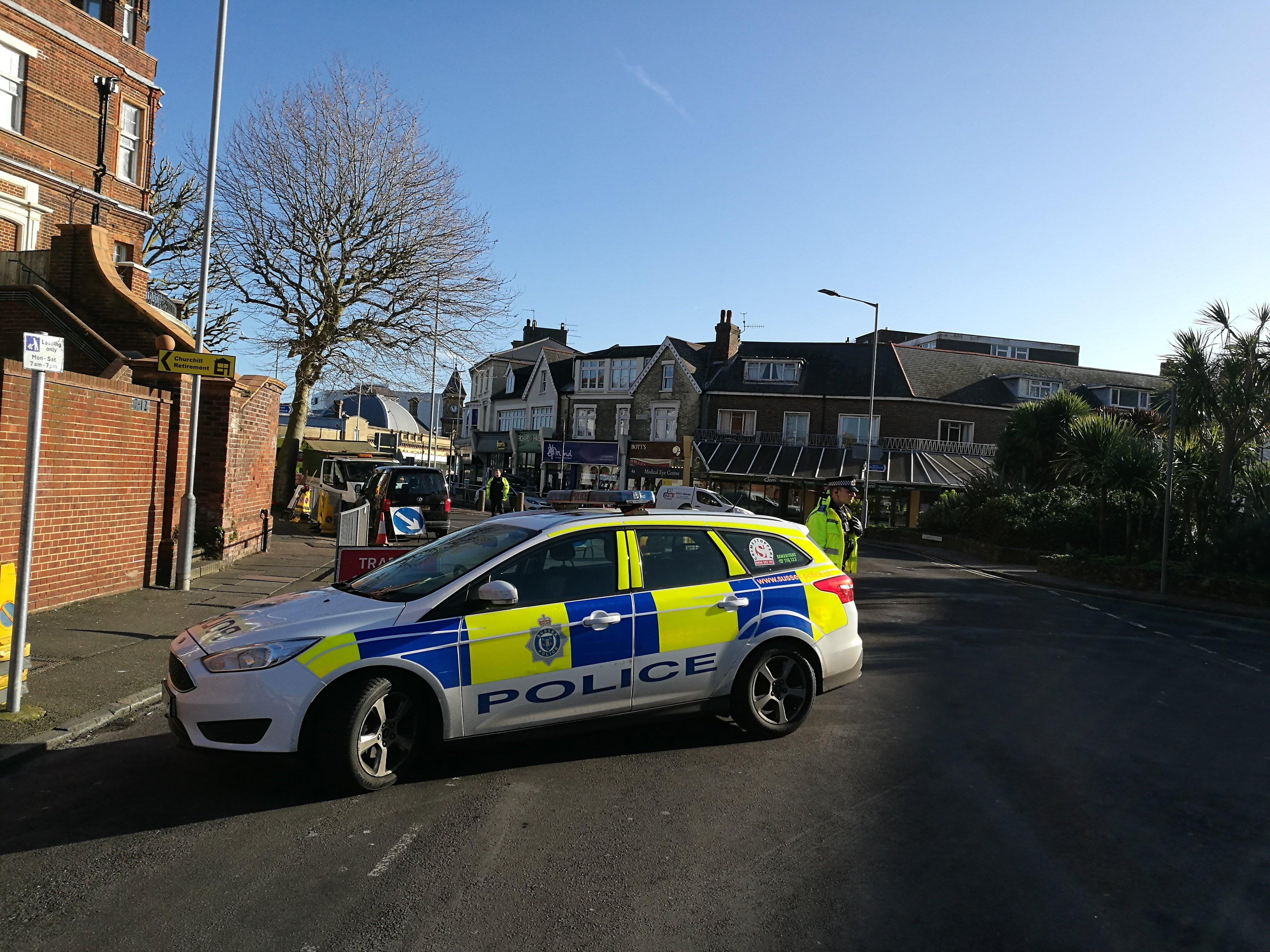 Police were at the scene to divert traffic around the incident near Eastbourne Railway Station SUS-200129-124343001