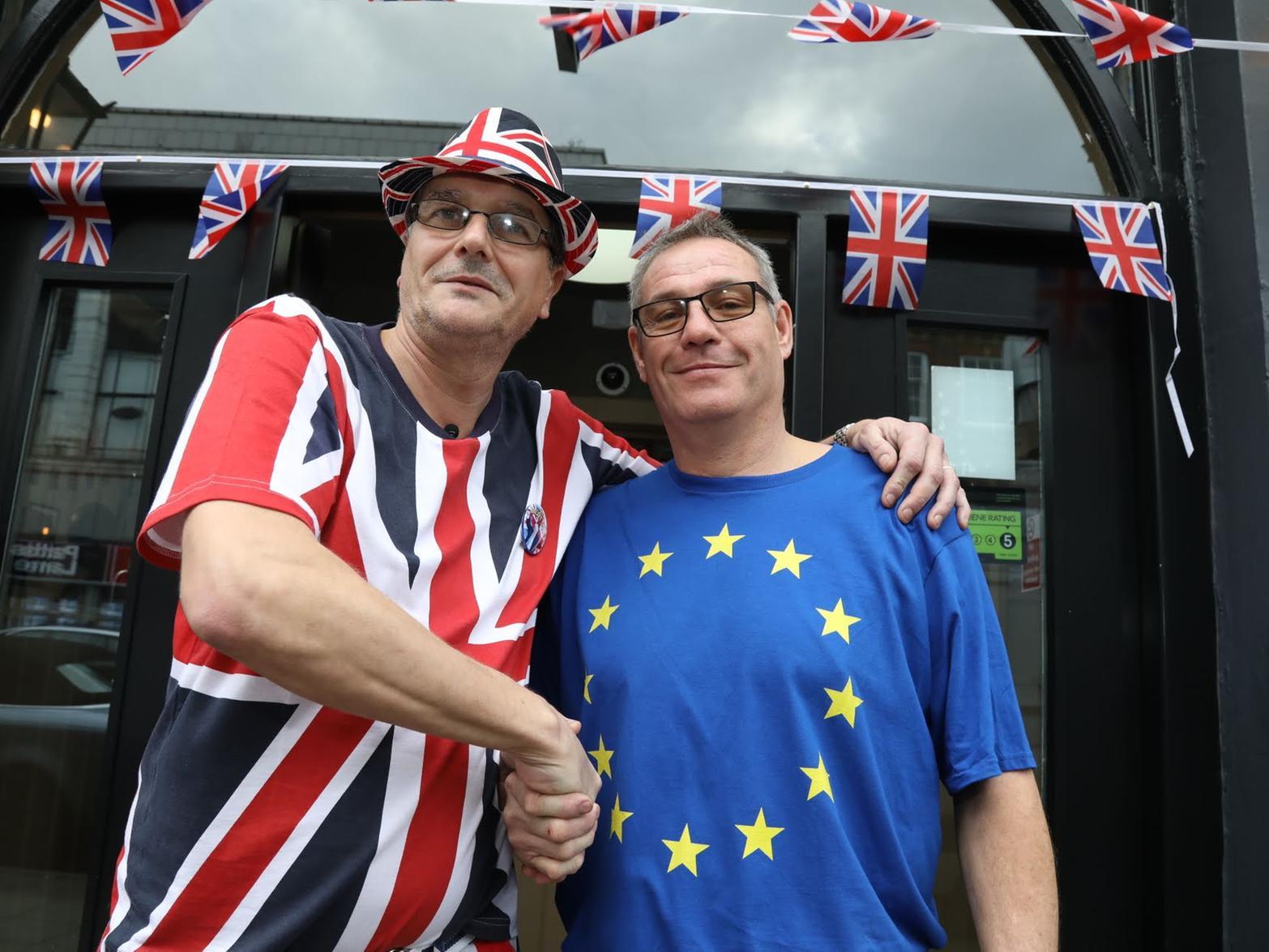 Rising Sun manager Dave Cooper with Remainer Richard Hughes.