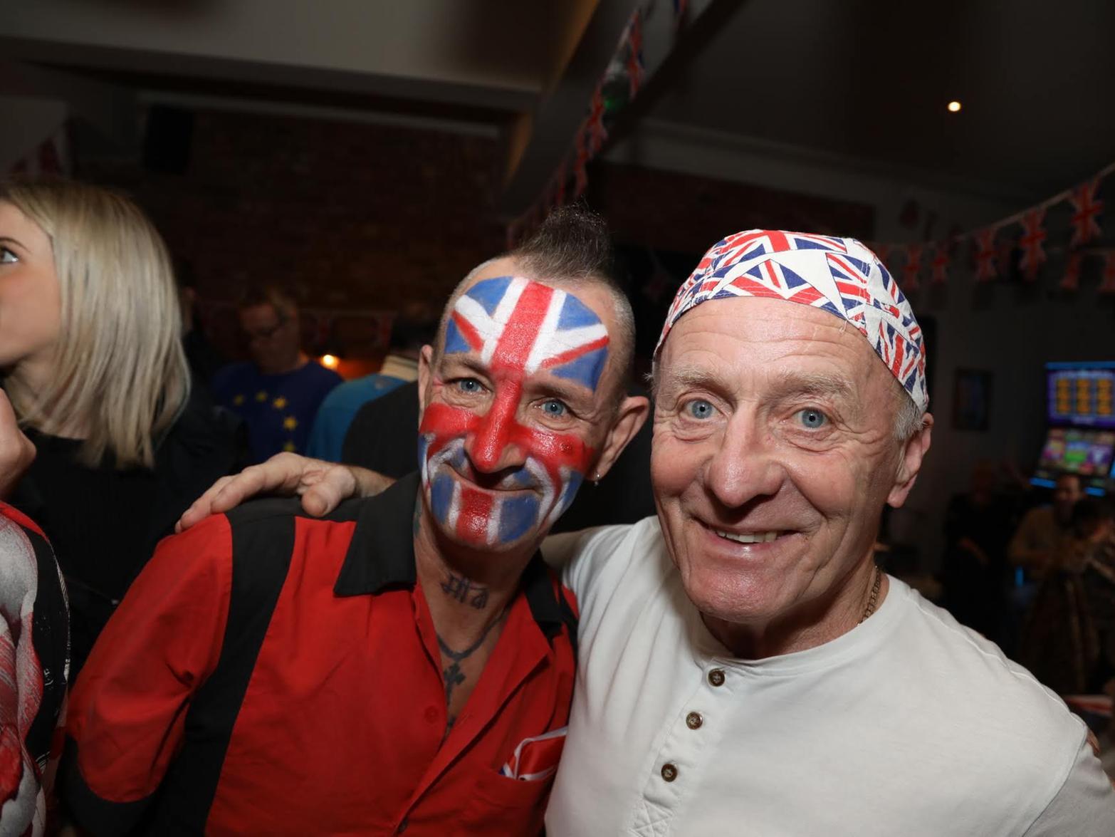 Mick Goodrum (left) with his union flag face paint.