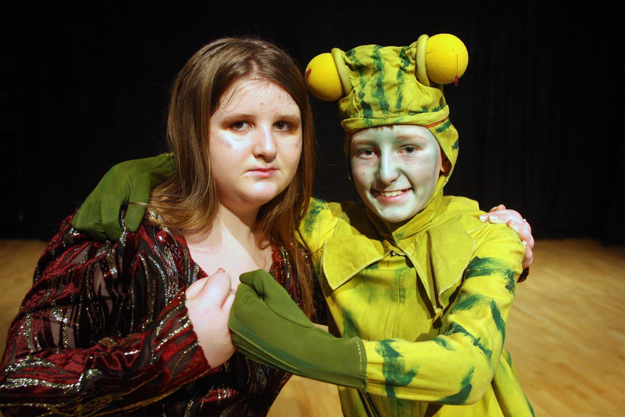 Hermione Hamlen-Shearing, 12, as the fairy and Samuel Lewis, 12, as the ogre. Photo by Derek Martin DM2021000a