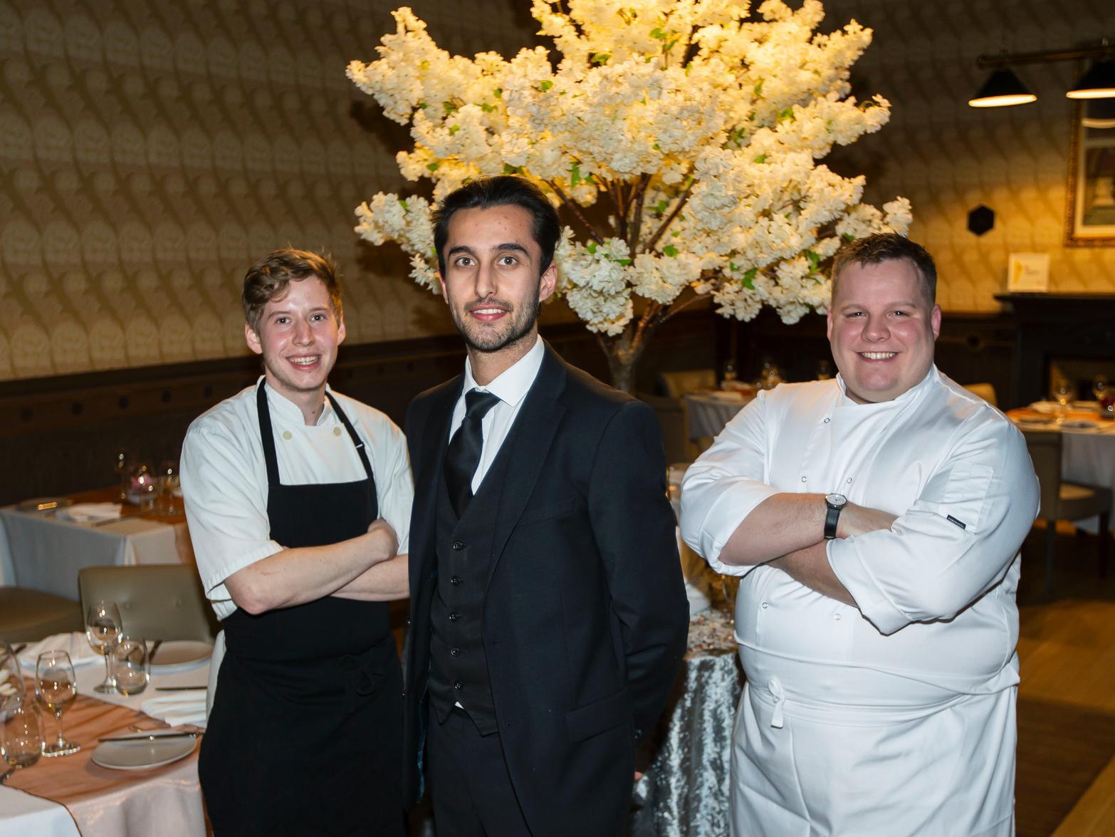 Pictured left to right: Sous chef Arthur Dzerins, restaurant manager Kieran McNamara and executive chef Sam Squires.