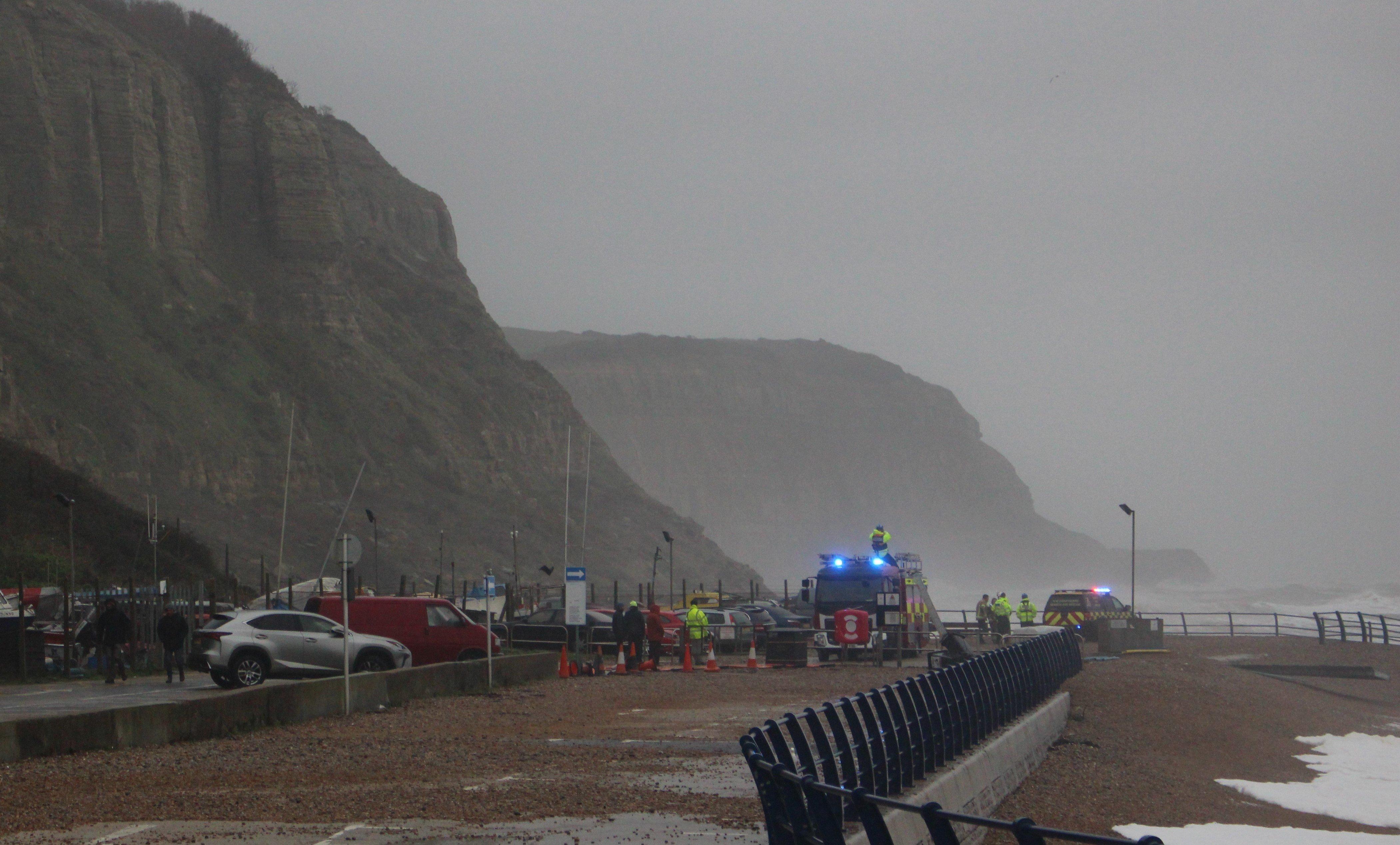 A Hastings surfer who went missing earlier today during Storm Ciara was found at Rye Bay - Photo by Kevin Boorman SUS-200902-164923001