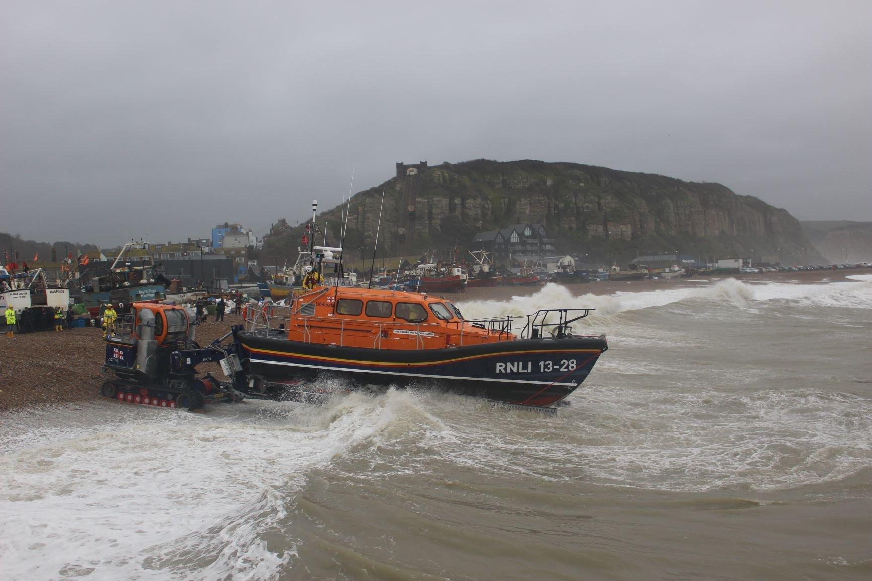 A Hastings surfer who went missing earlier today during Storm Ciara was found at Rye Bay - Photo by Kevin Boorman SUS-200902-165258001