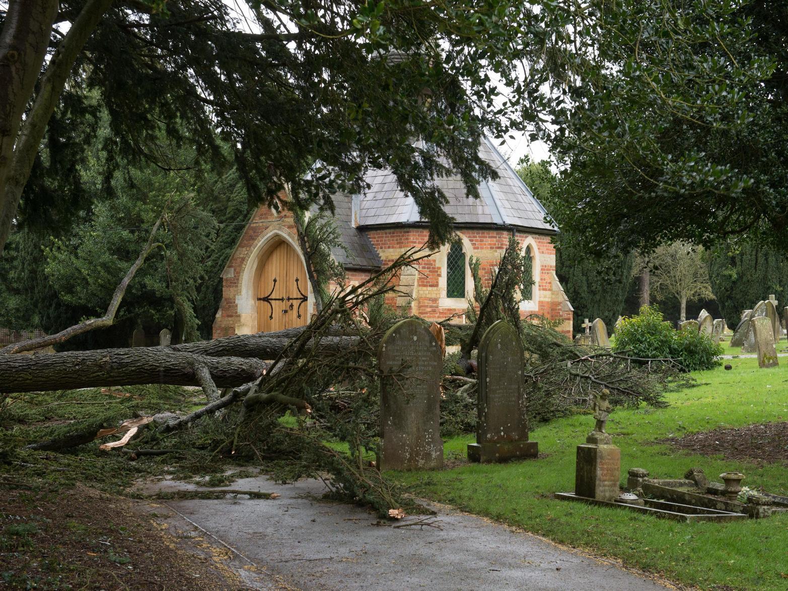 Buckingham cemetery was quite badly impacted by Storm Ciara