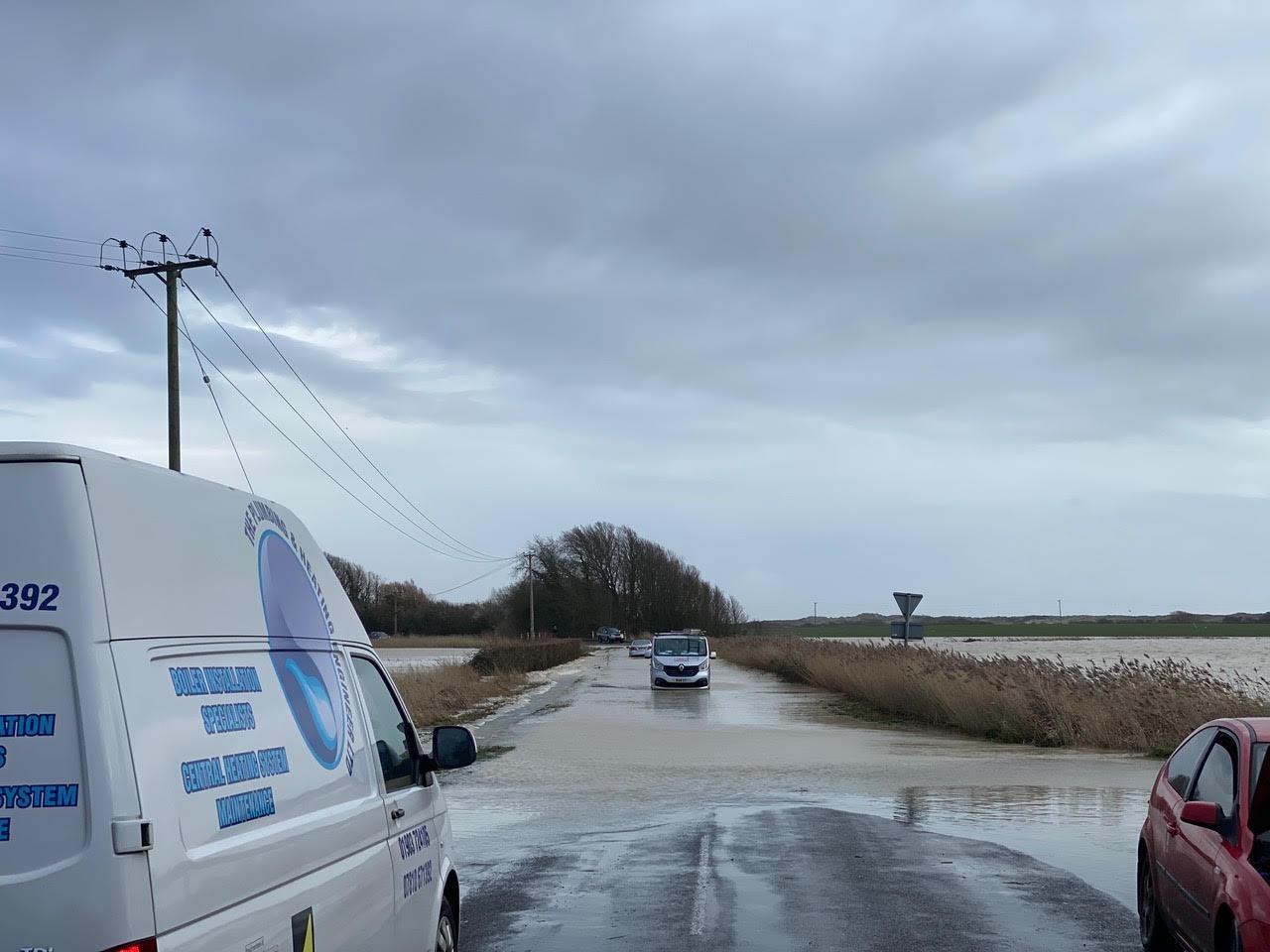 Ferry Road in Littlehampton is flooded. Picture: Robert Boyce