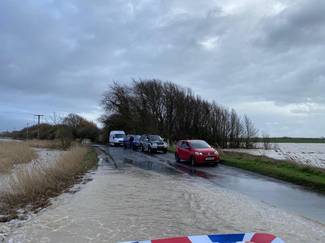 Ferry Road in Littlehampton is flooded