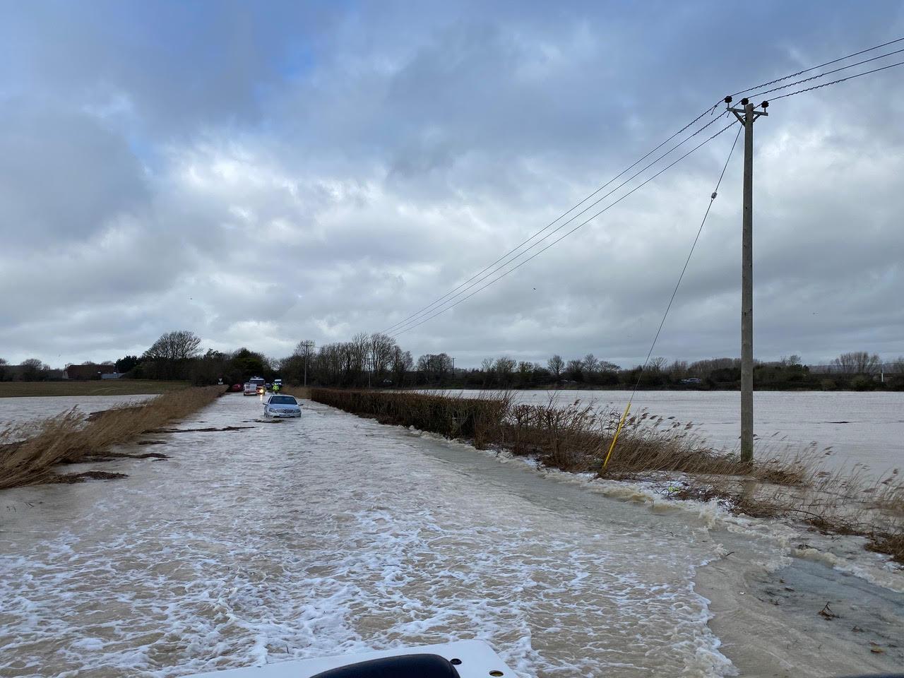 Ferry Road in Littlehampton is flooded