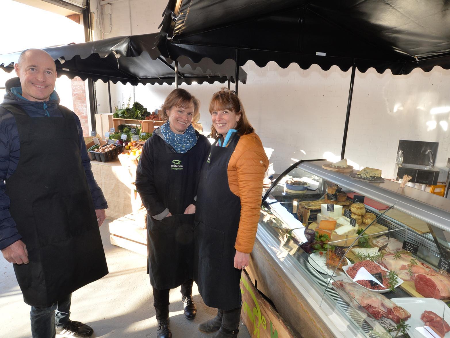 Andy Pearman of Pearman Groceries with Kirsty Clarke and Jacqui Mowson of Waterloo Grange Farm.